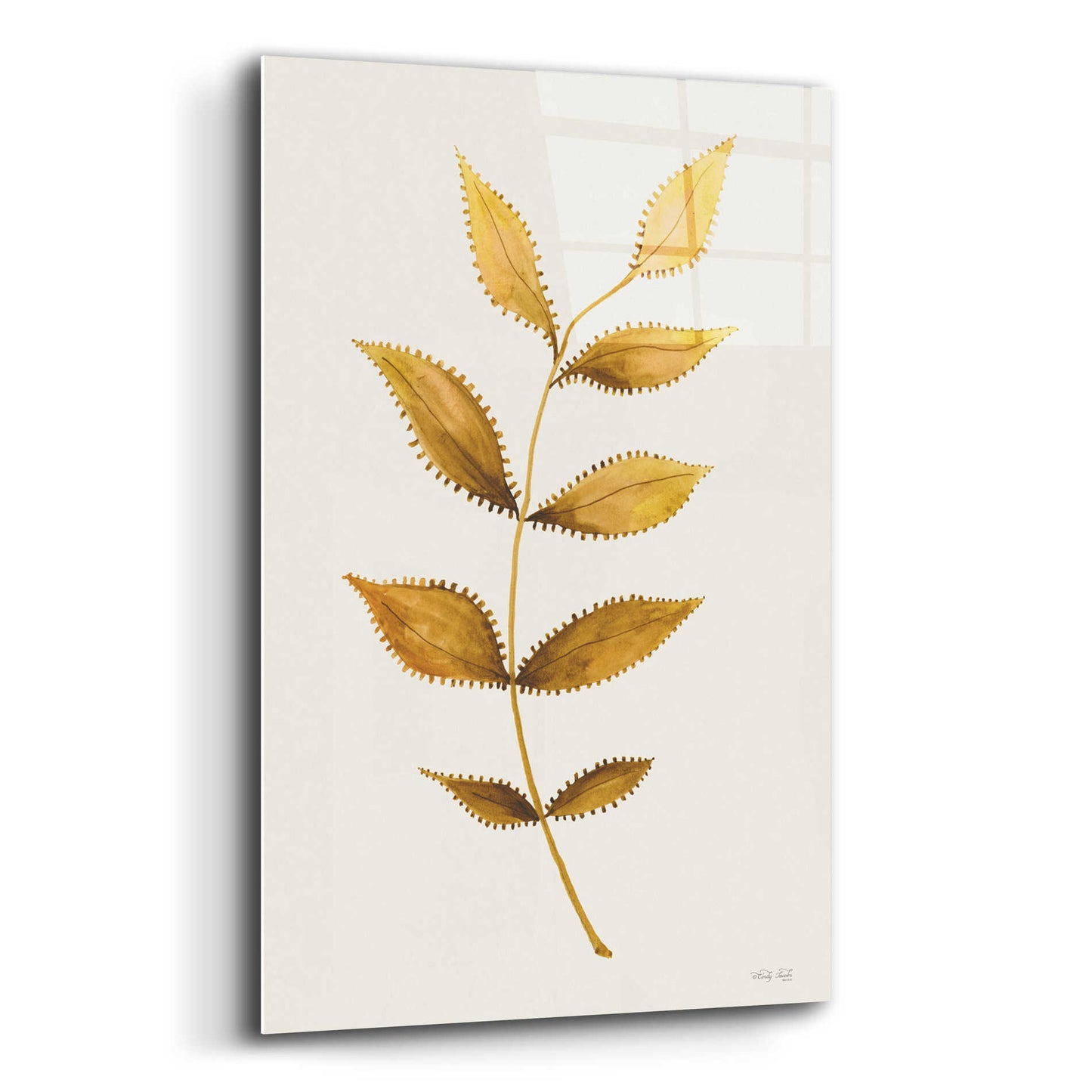 Epic Art 'Golden Spotted Leaves' by Cindy Jacobs, Acrylic Glass Wall Art,16x24