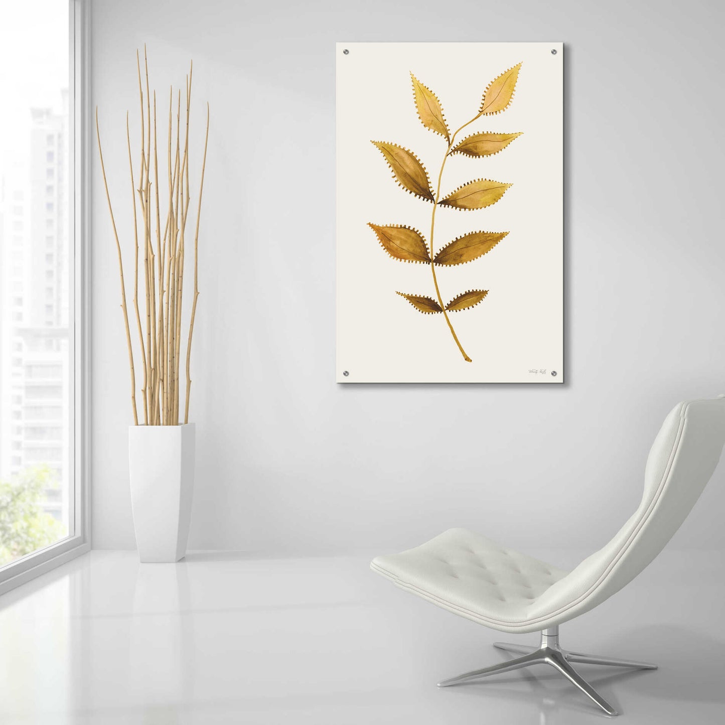 Epic Art 'Golden Spotted Leaves' by Cindy Jacobs, Acrylic Glass Wall Art,24x36