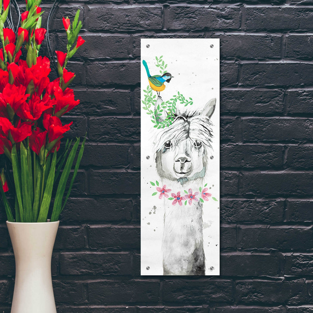Epic Art 'Twinkle the Alpaca' by Diane Fifer, Acrylic Glass Wall Art,12x36
