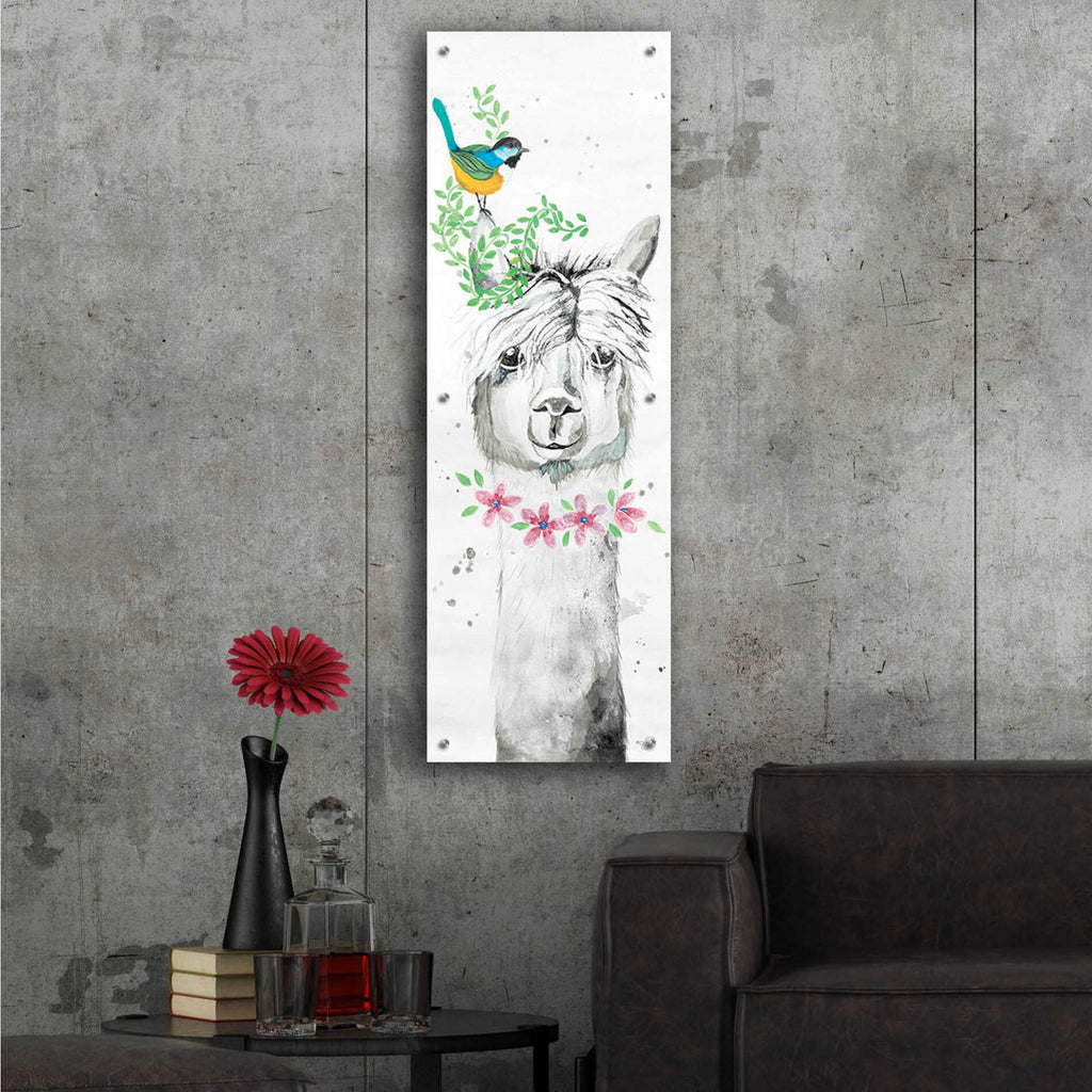 Epic Art 'Twinkle the Alpaca' by Diane Fifer, Acrylic Glass Wall Art,16x48