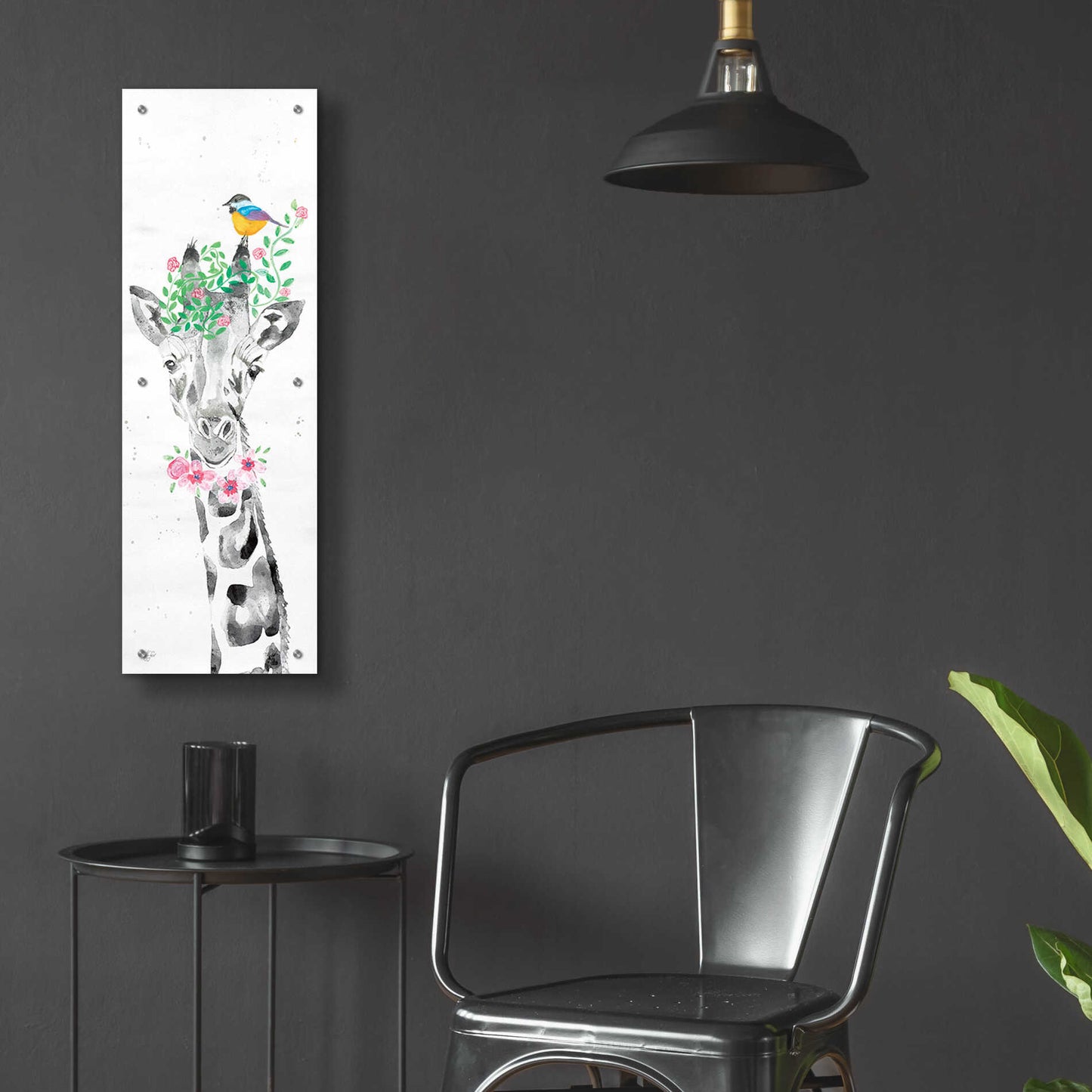 Epic Art 'Sparkle the Giraffe' by Diane Fifer, Acrylic Glass Wall Art,12x36