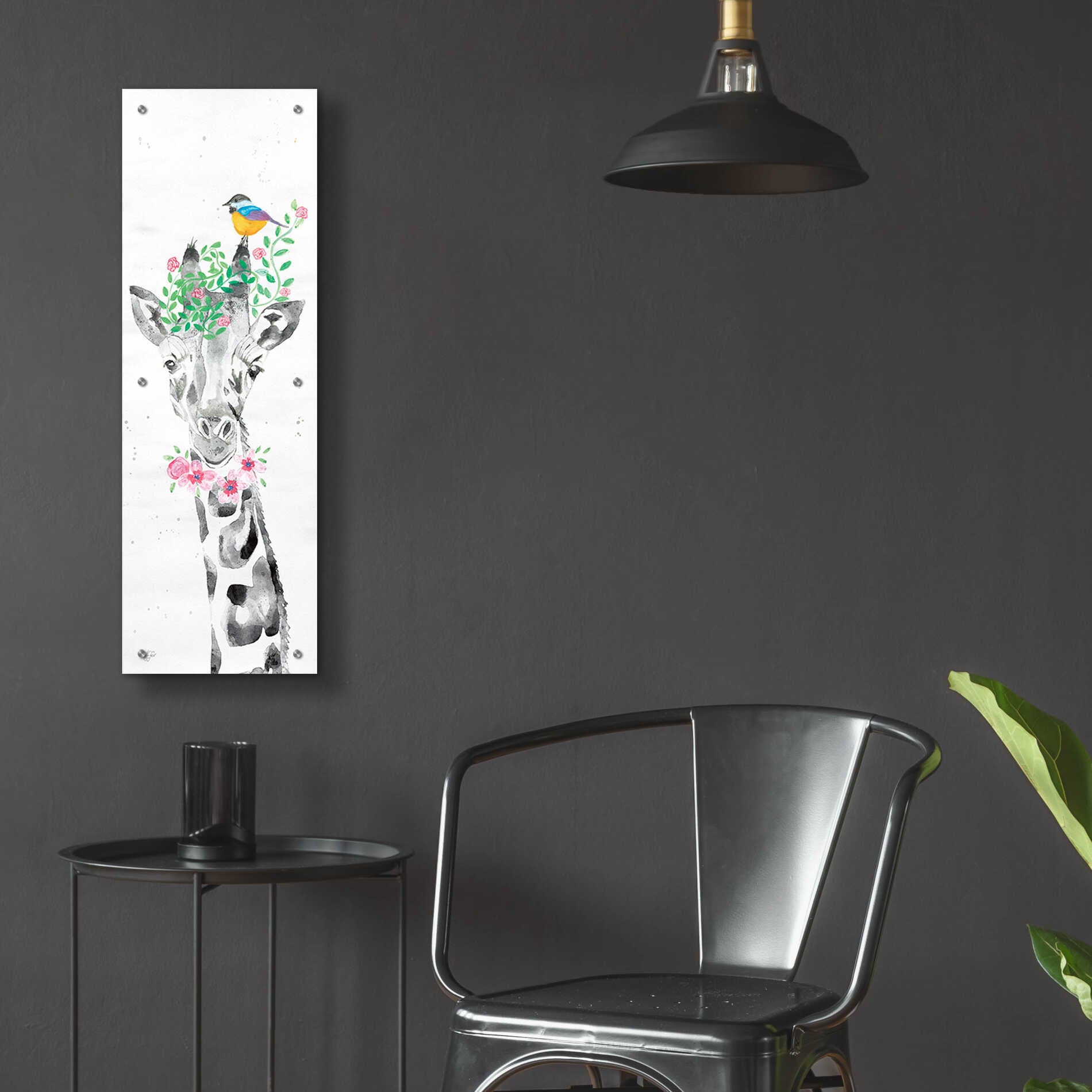 Epic Art 'Sparkle the Giraffe' by Diane Fifer, Acrylic Glass Wall Art,12x36