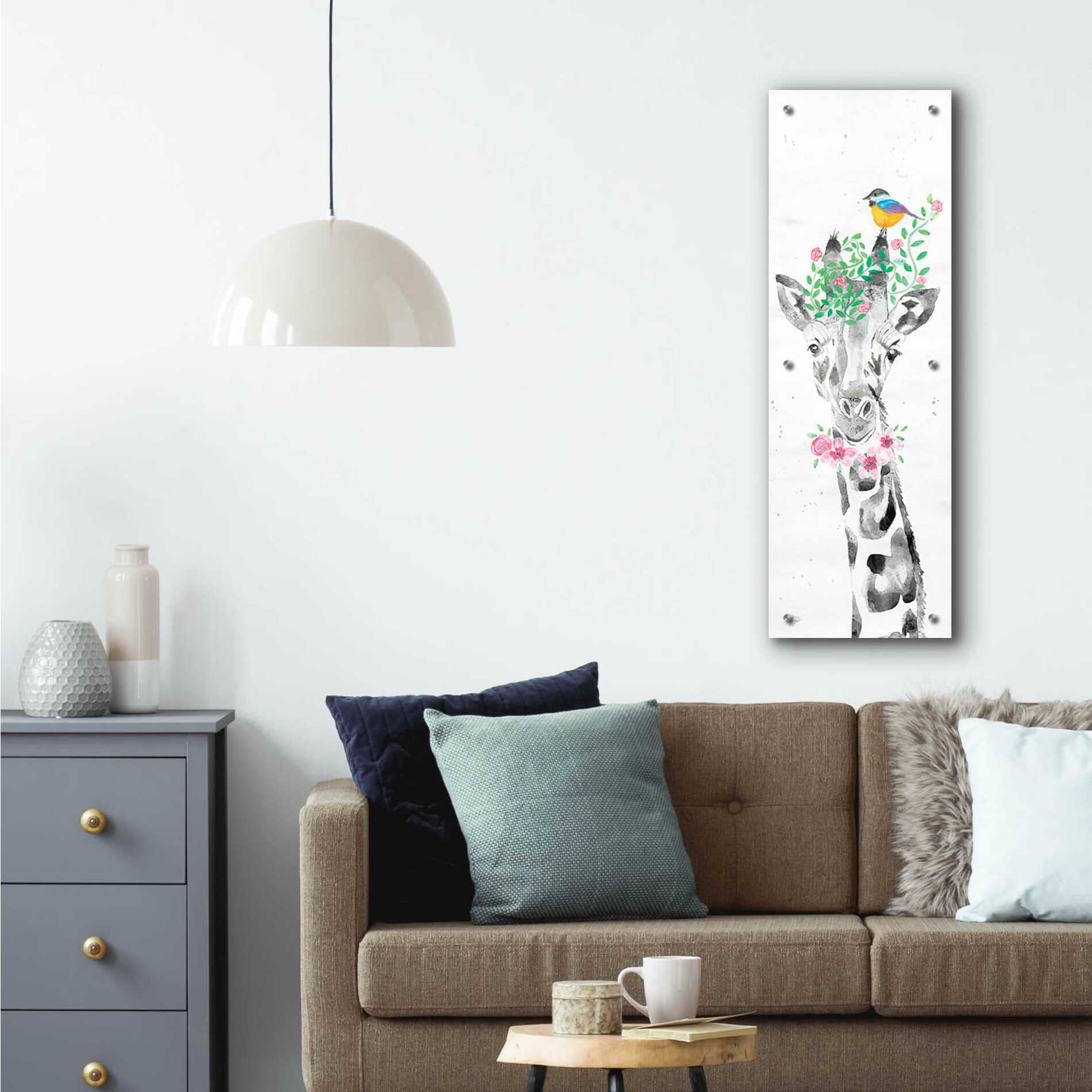 Epic Art 'Sparkle the Giraffe' by Diane Fifer, Acrylic Glass Wall Art,12x36