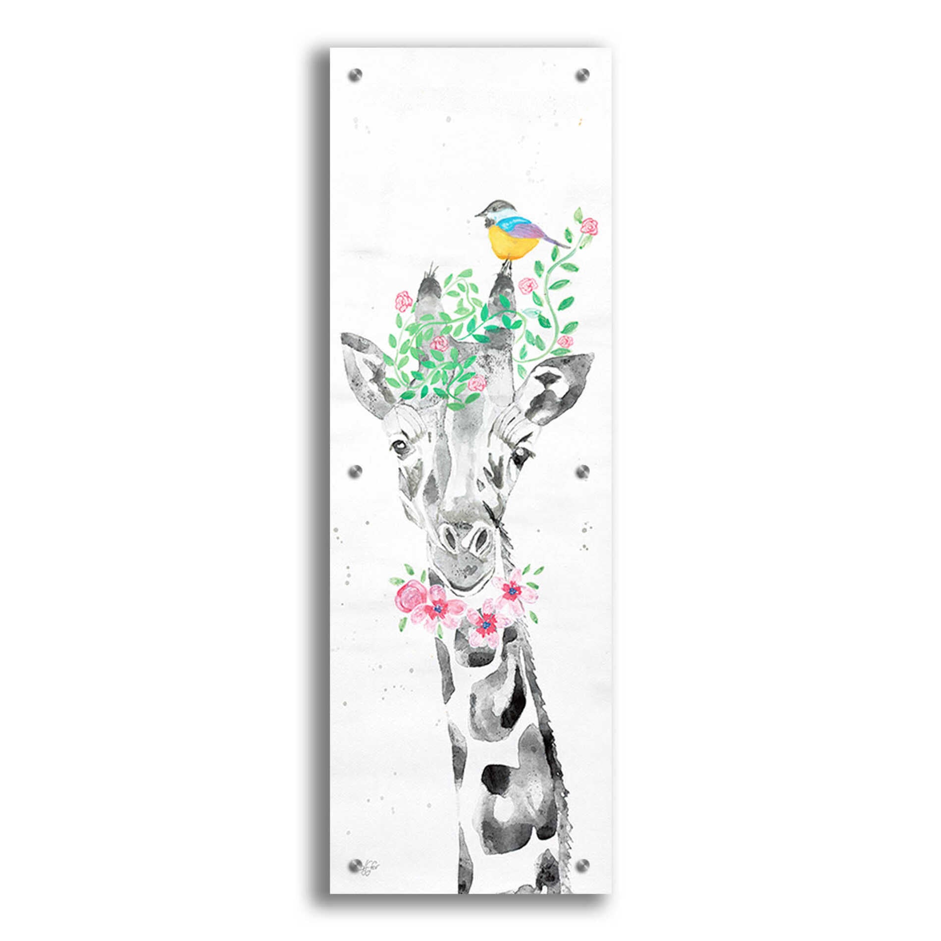 Epic Art 'Sparkle the Giraffe' by Diane Fifer, Acrylic Glass Wall Art,12x36