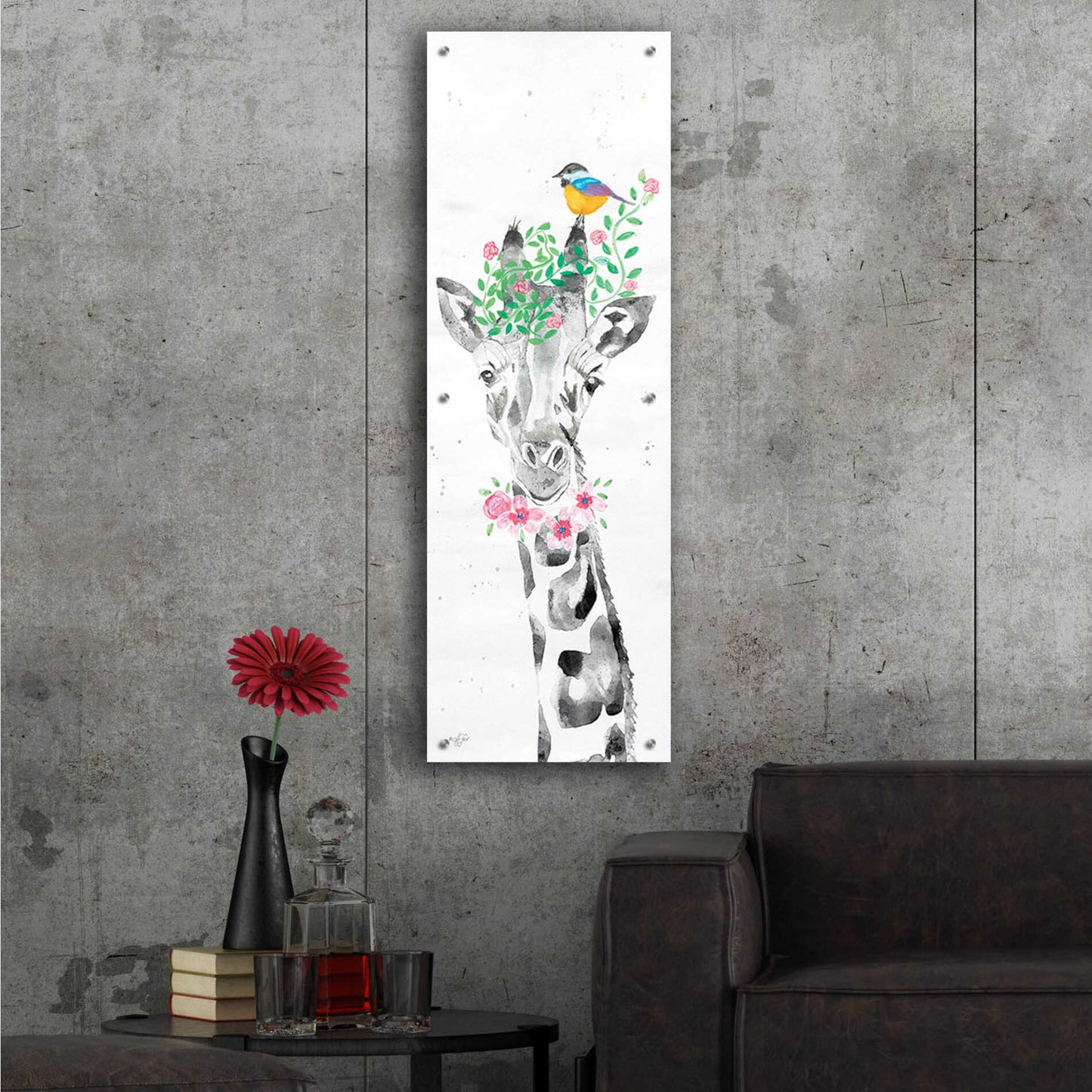 Epic Art 'Sparkle the Giraffe' by Diane Fifer, Acrylic Glass Wall Art,16x48