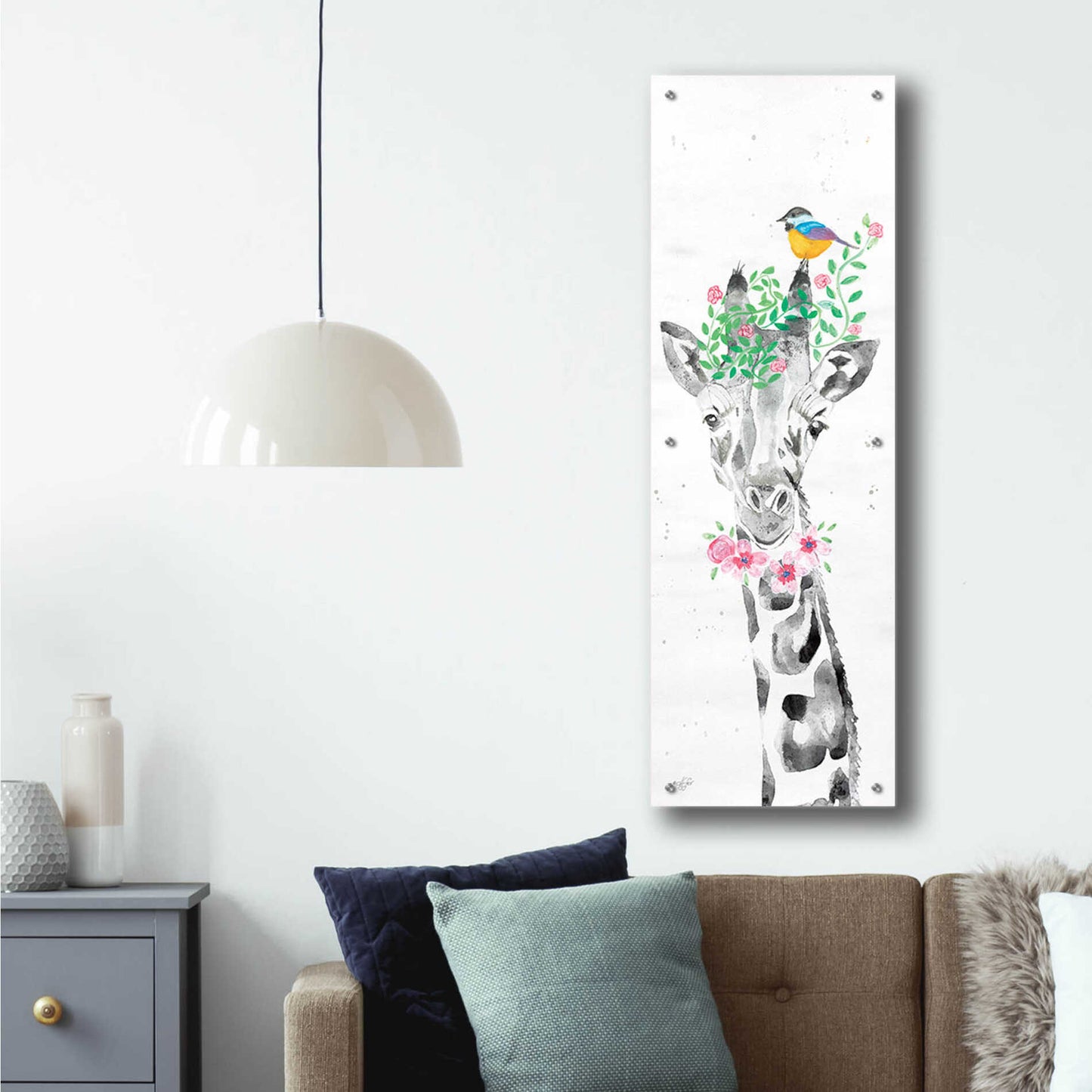 Epic Art 'Sparkle the Giraffe' by Diane Fifer, Acrylic Glass Wall Art,16x48