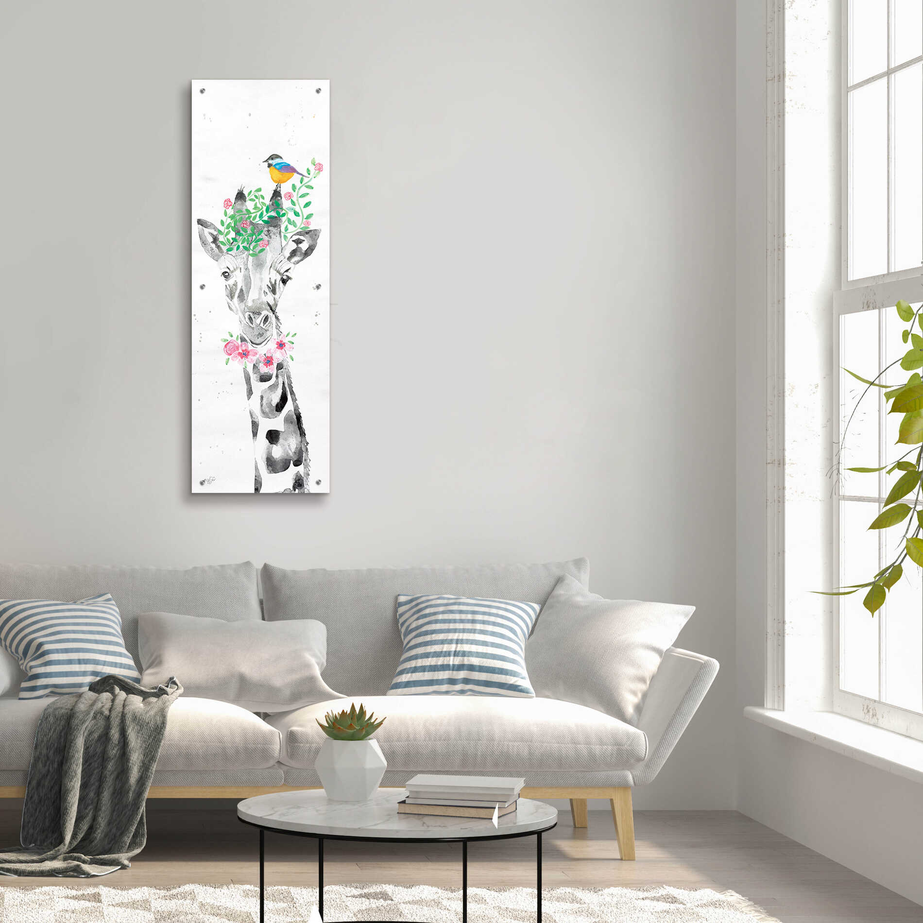 Epic Art 'Sparkle the Giraffe' by Diane Fifer, Acrylic Glass Wall Art,16x48