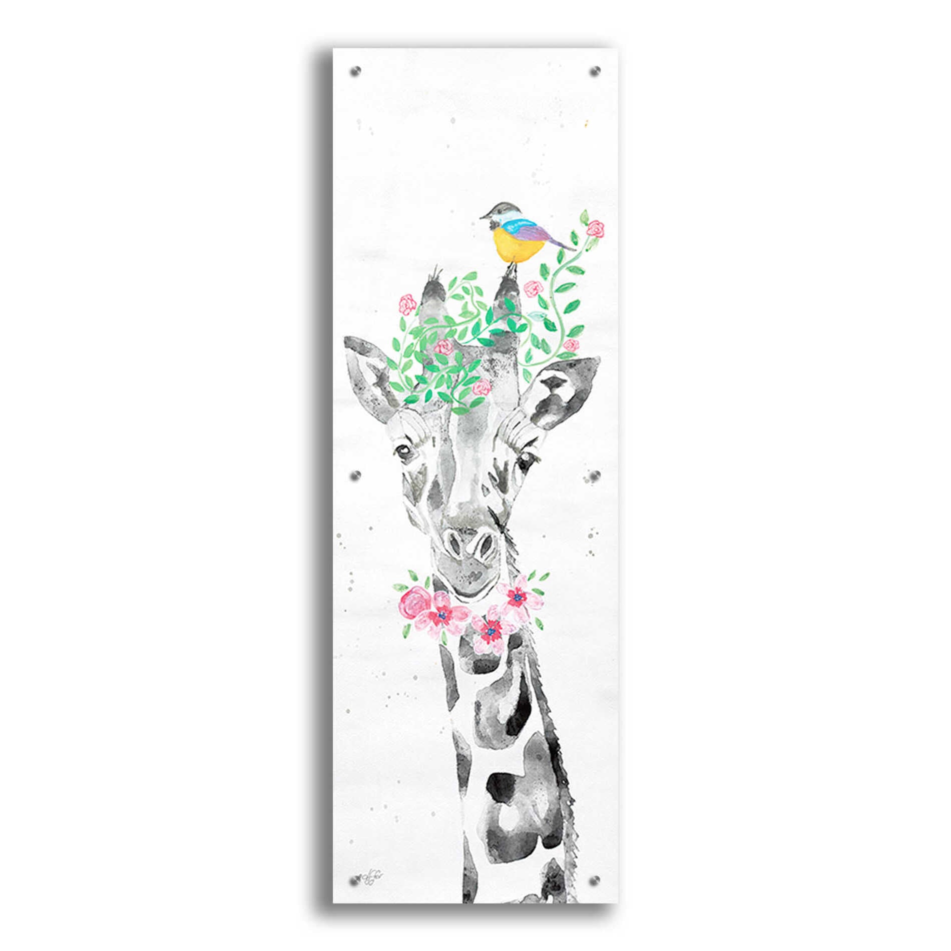 Epic Art 'Sparkle the Giraffe' by Diane Fifer, Acrylic Glass Wall Art,16x48