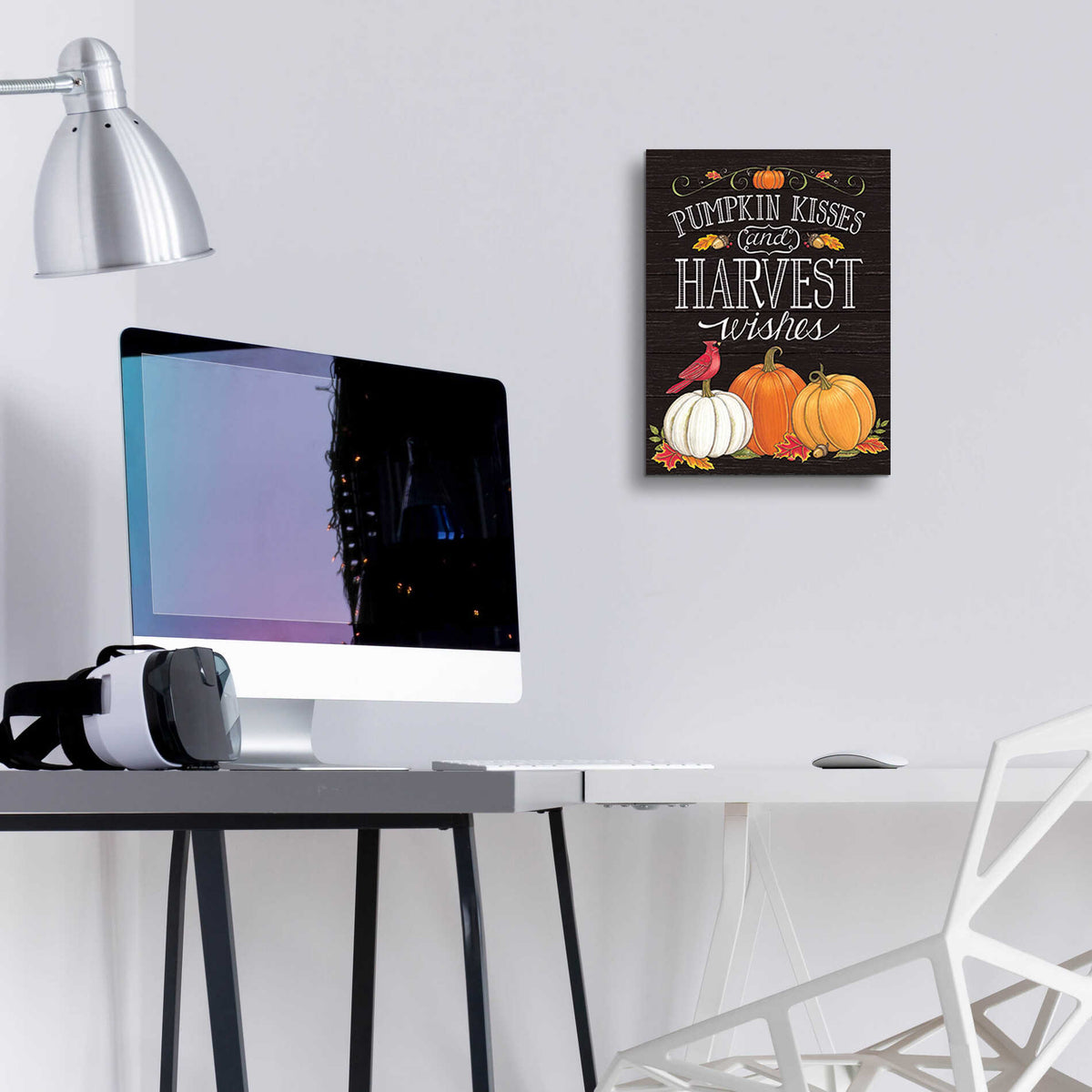 Epic Art 'Pumpkin Kisses & Harvest Wishes' by Deb Strain, Acrylic Glass Wall Art,12x16