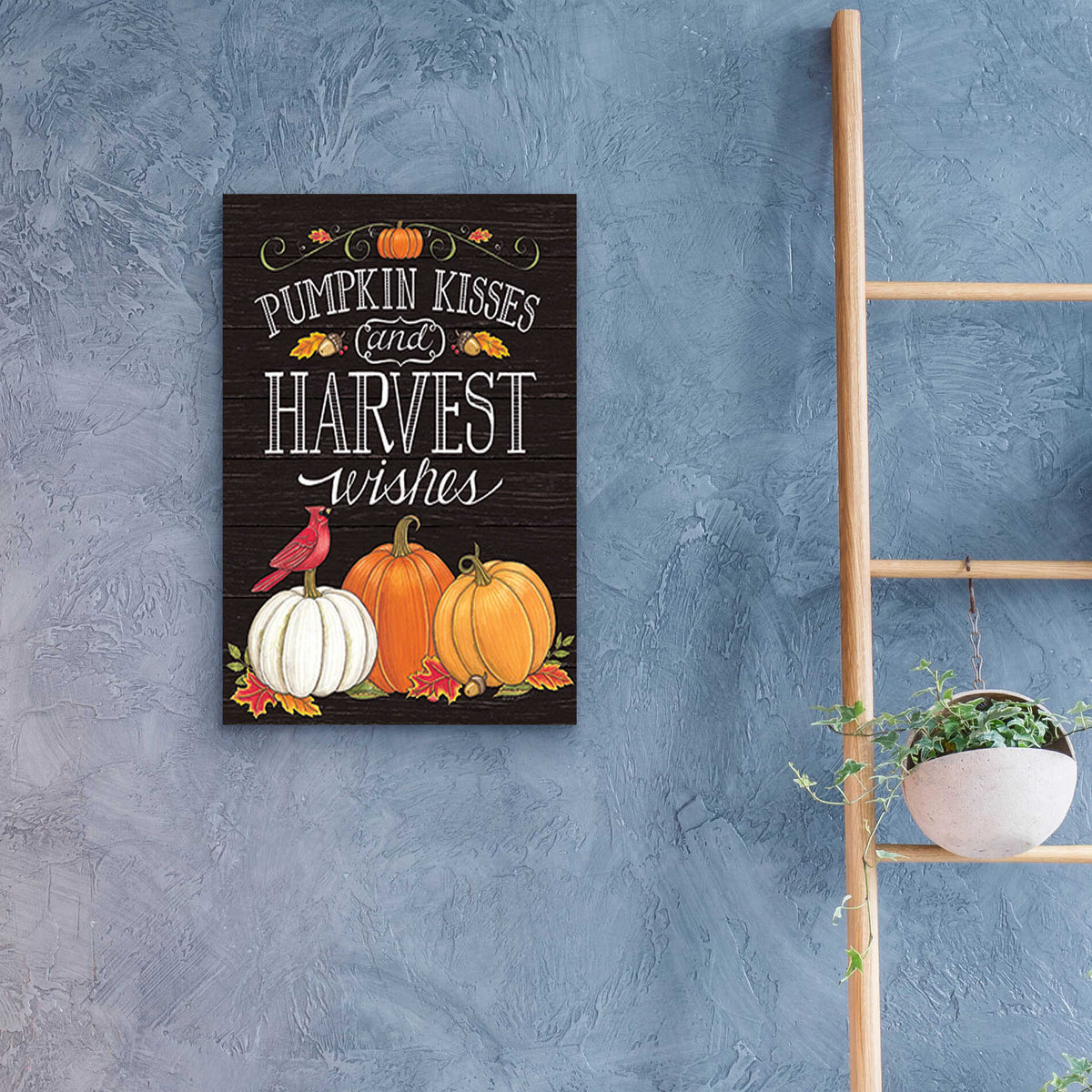 Epic Art 'Pumpkin Kisses & Harvest Wishes' by Deb Strain, Acrylic Glass Wall Art,16x24