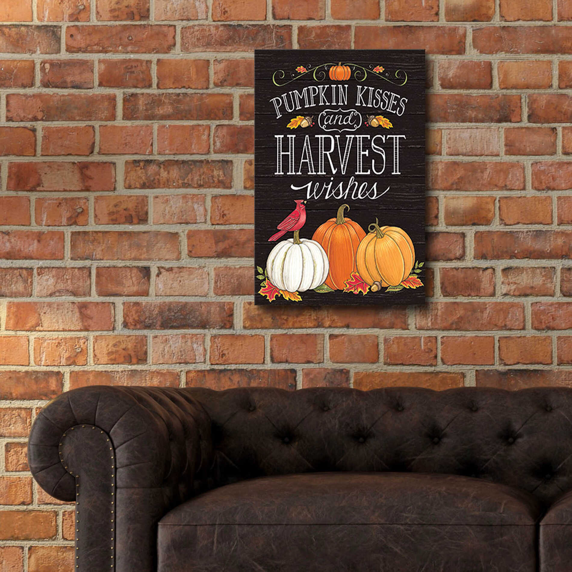 Epic Art 'Pumpkin Kisses & Harvest Wishes' by Deb Strain, Acrylic Glass Wall Art,16x24