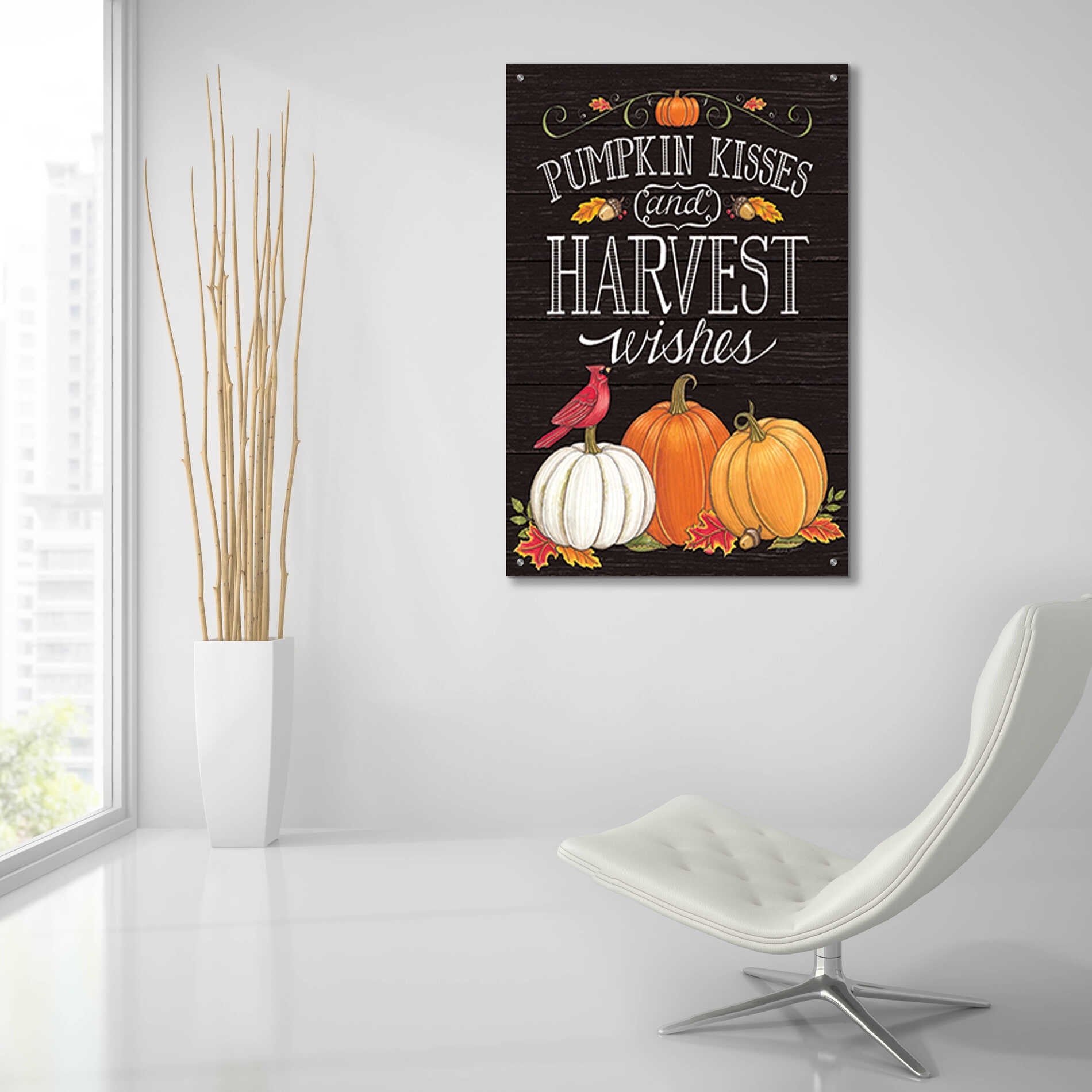 Epic Art 'Pumpkin Kisses & Harvest Wishes' by Deb Strain, Acrylic Glass Wall Art,24x36