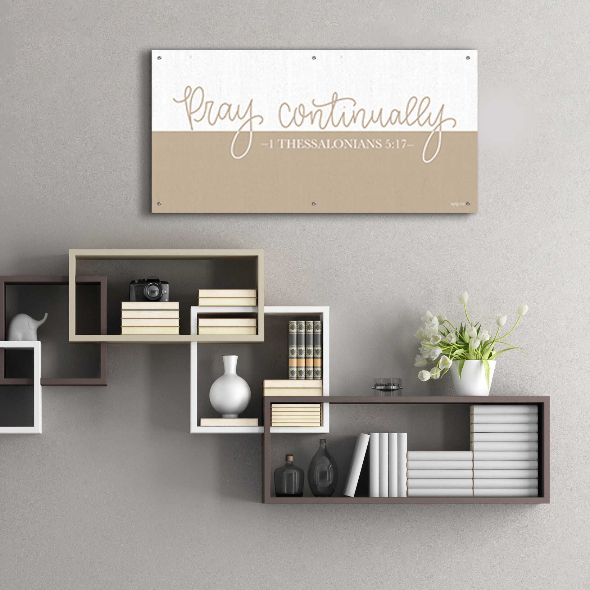 Epic Art 'Pray Continually    ' by Imperfect Dust, Acrylic Glass Wall Art,48x24