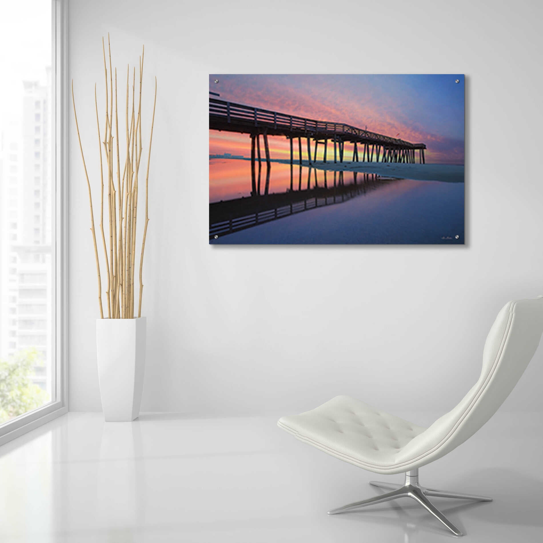 Epic Art 'Daybreak at Ocean City' by Lori Deiter, Acrylic Glass Wall Art,36x24