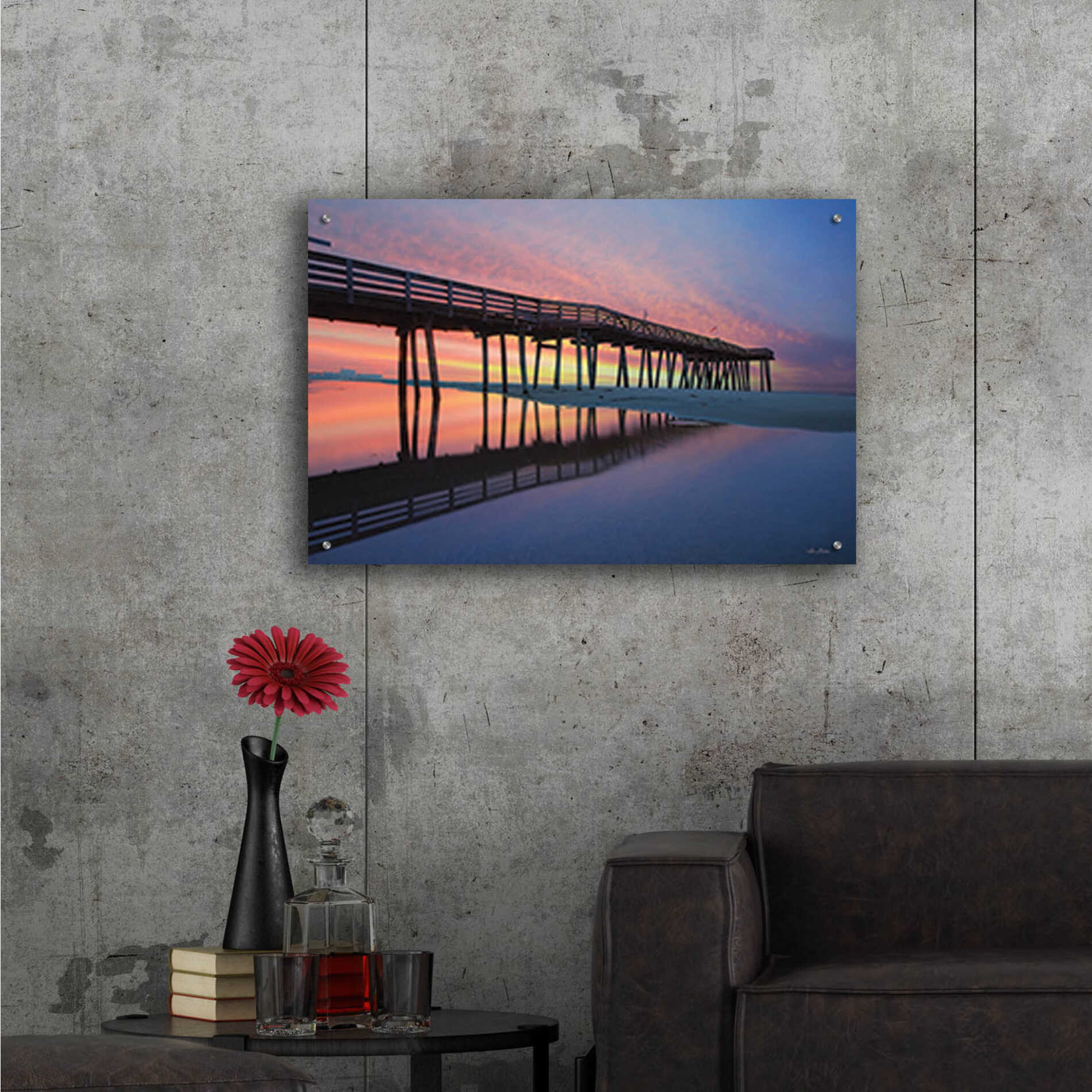 Epic Art 'Daybreak at Ocean City' by Lori Deiter, Acrylic Glass Wall Art,36x24