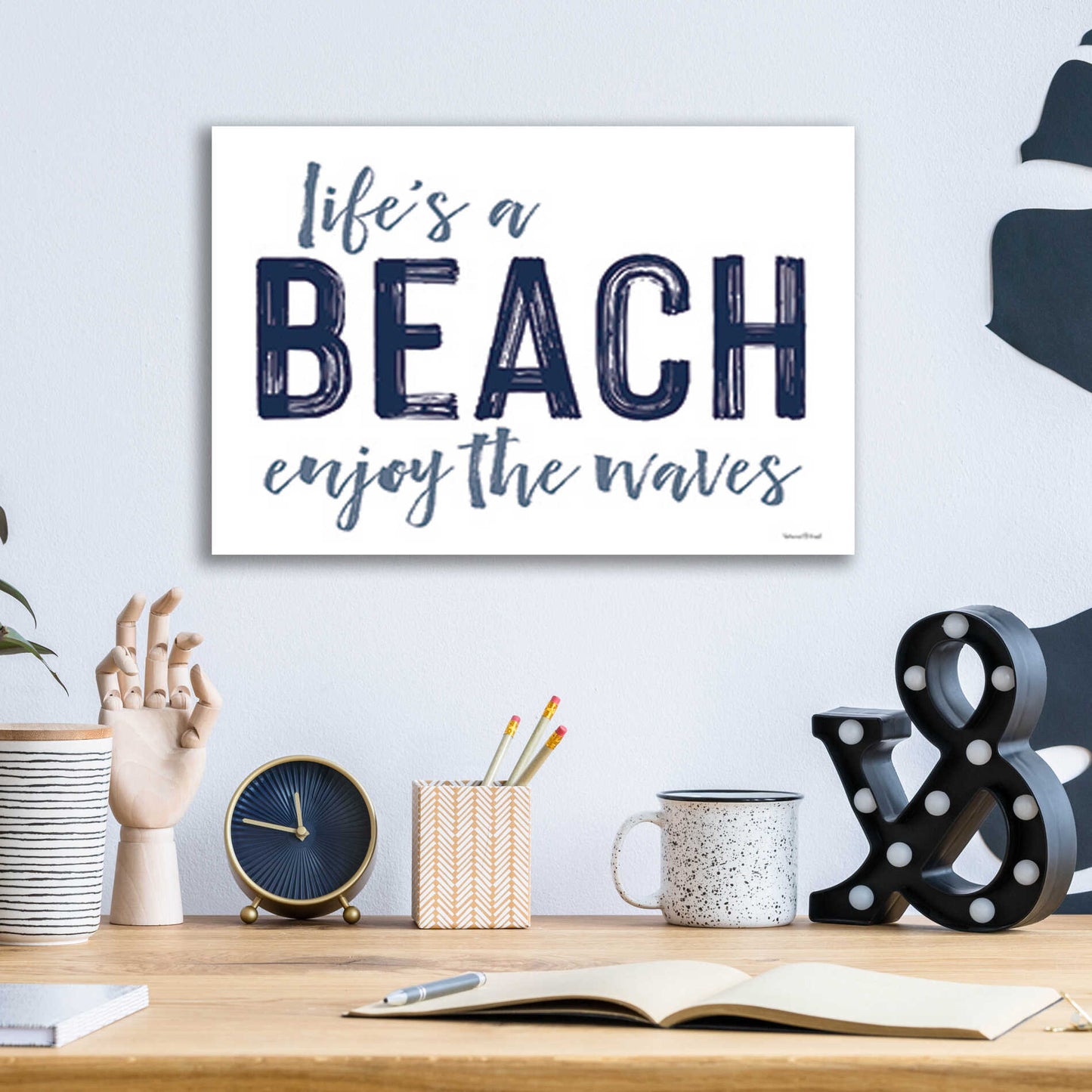 Epic Art 'Life's a Beach' by lettered & lined, Acrylic Glass Wall Art,16x12