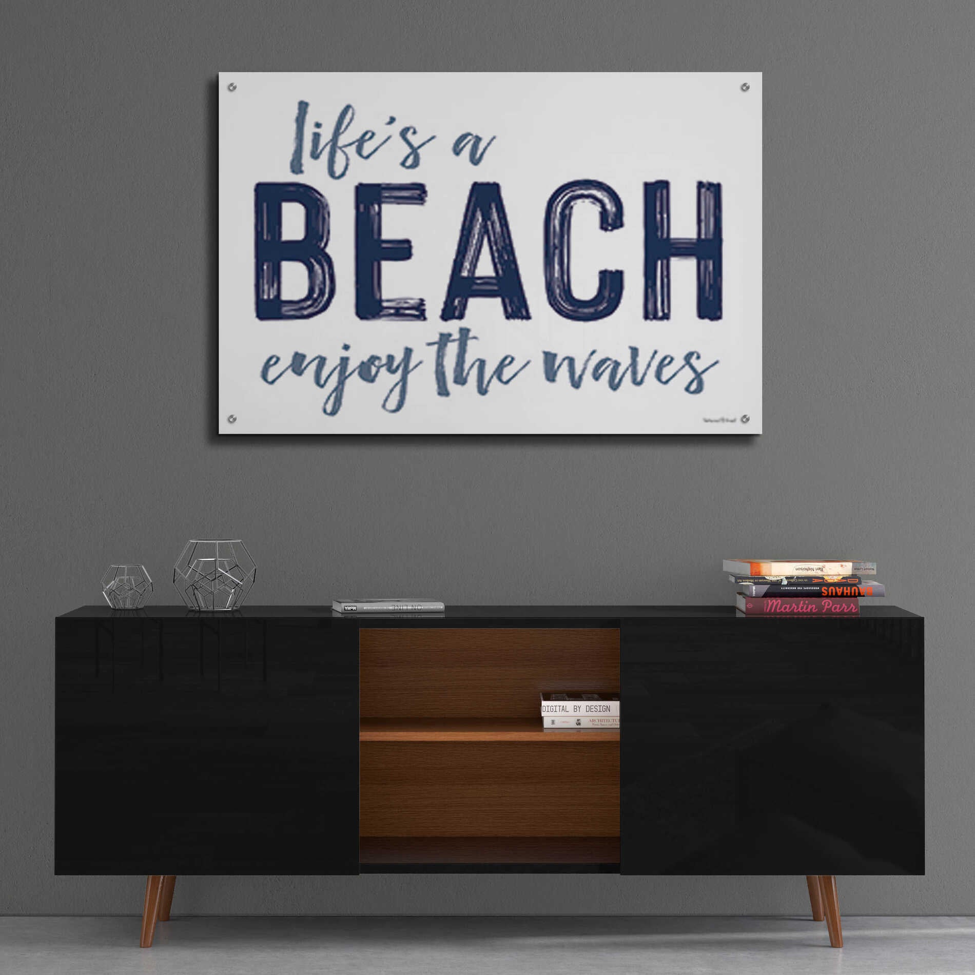 Epic Art 'Life's a Beach' by lettered & lined, Acrylic Glass Wall Art,36x24