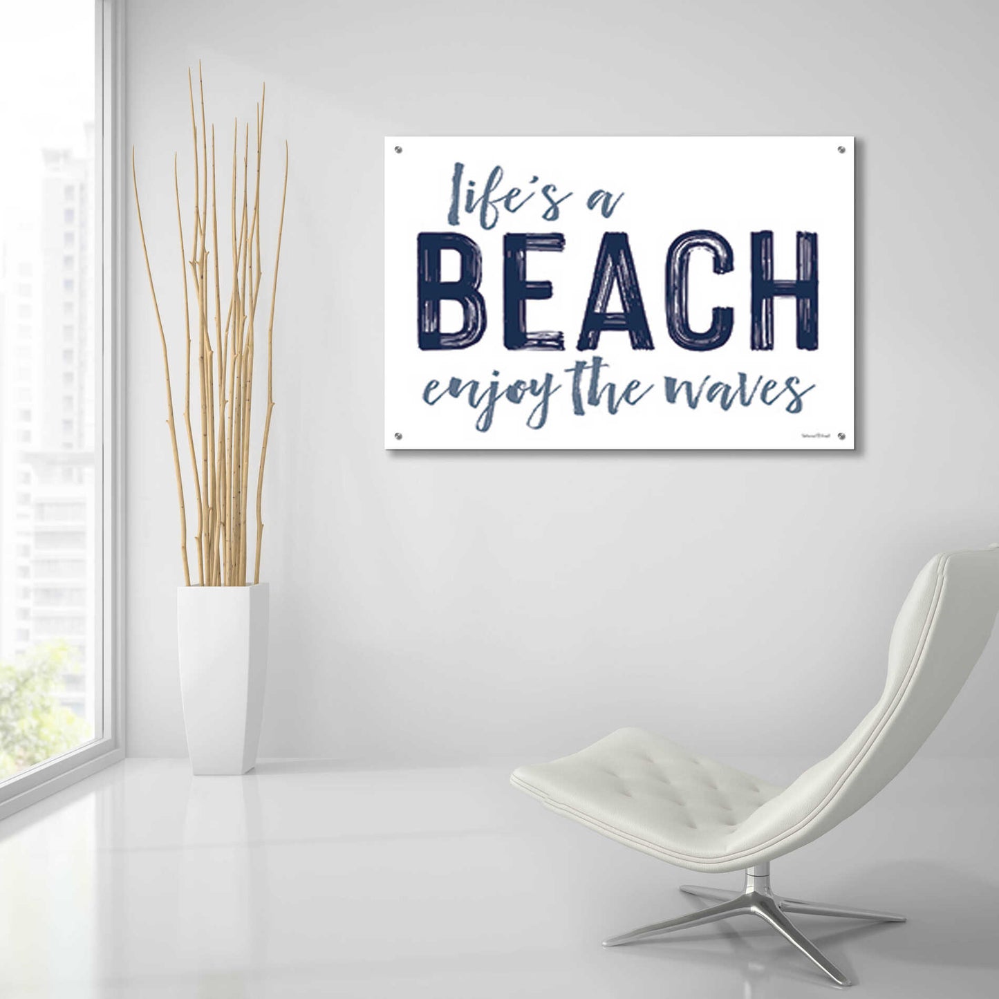 Epic Art 'Life's a Beach' by lettered & lined, Acrylic Glass Wall Art,36x24