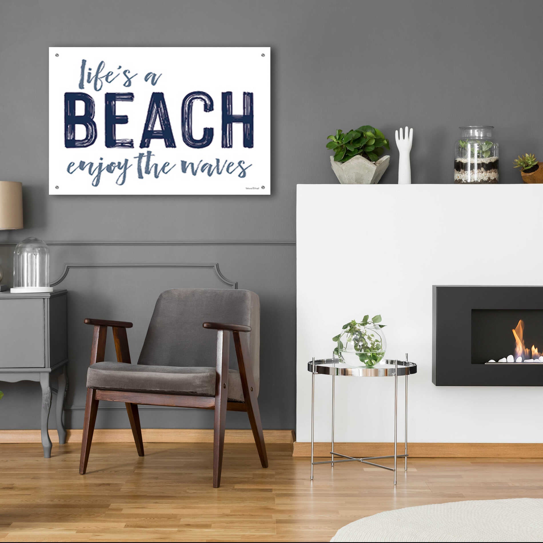 Epic Art 'Life's a Beach' by lettered & lined, Acrylic Glass Wall Art,36x24