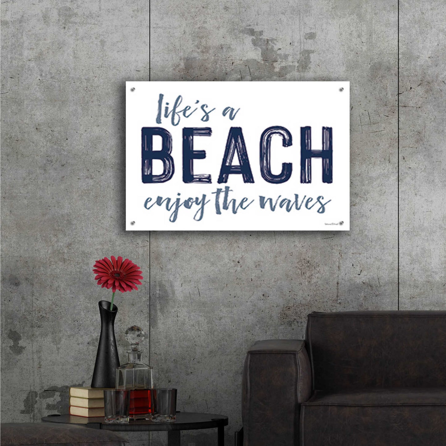 Epic Art 'Life's a Beach' by lettered & lined, Acrylic Glass Wall Art,36x24