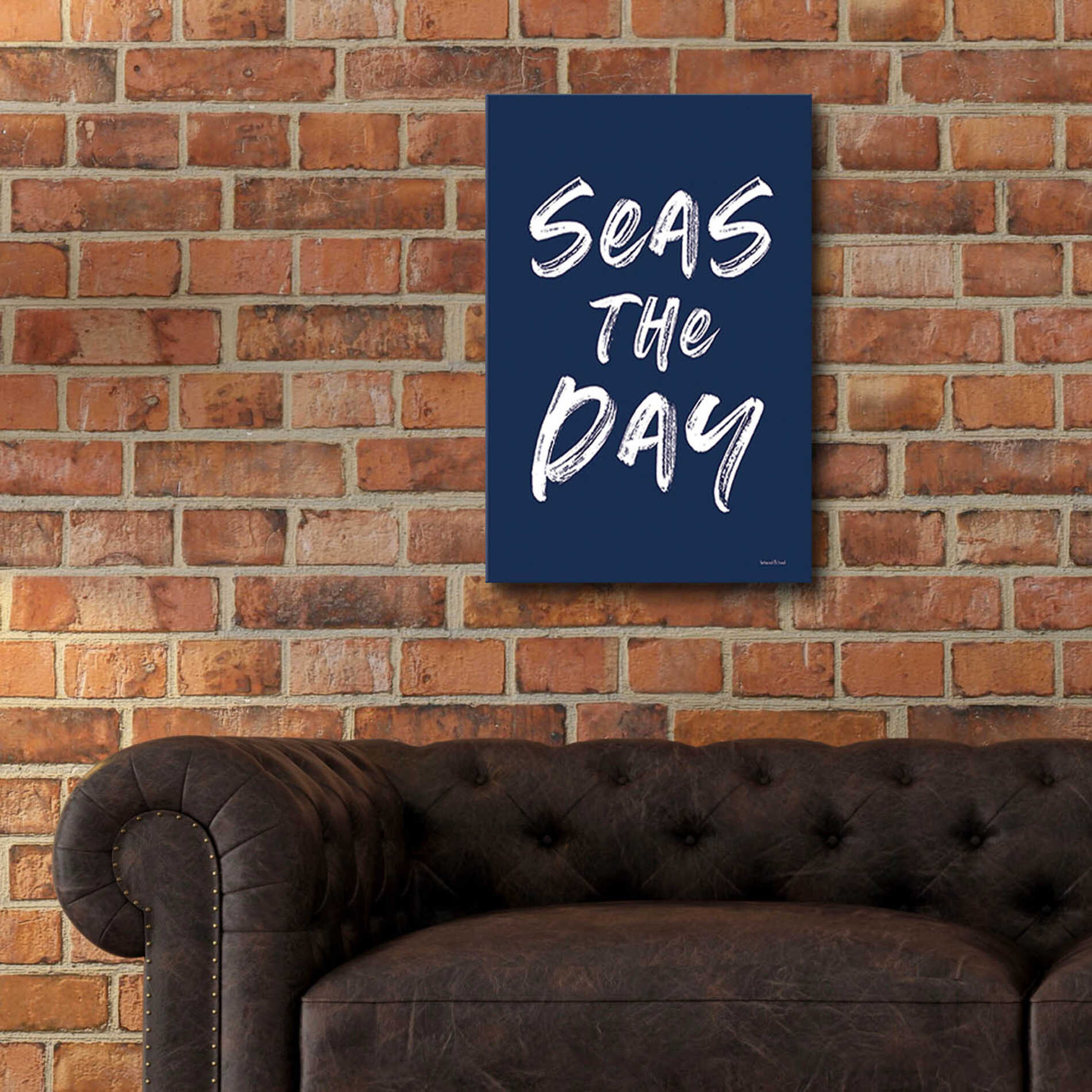 Epic Art 'Seas the Day Navy' by Lettered & Lined, Acrylic Glass Wall Art,16x24