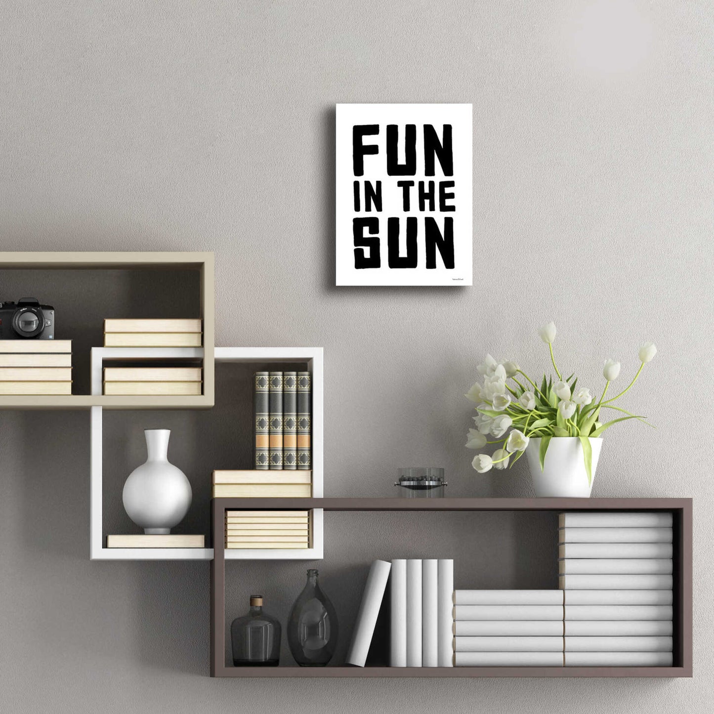 Epic Art 'Fun in the Sun Black and White' by Lettered & Lined, Acrylic Glass Wall Art,12x16