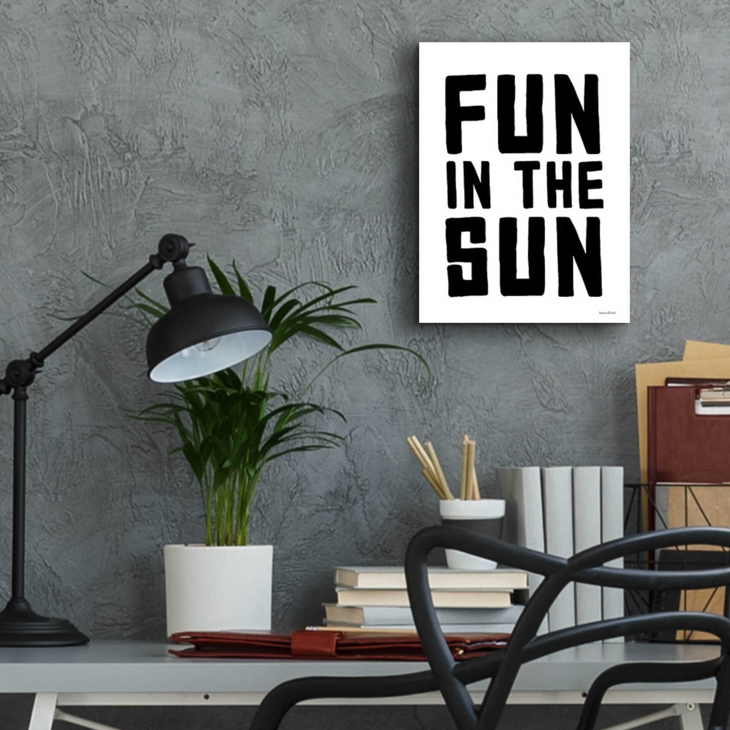 Epic Art 'Fun in the Sun Black and White' by Lettered & Lined, Acrylic Glass Wall Art,12x16