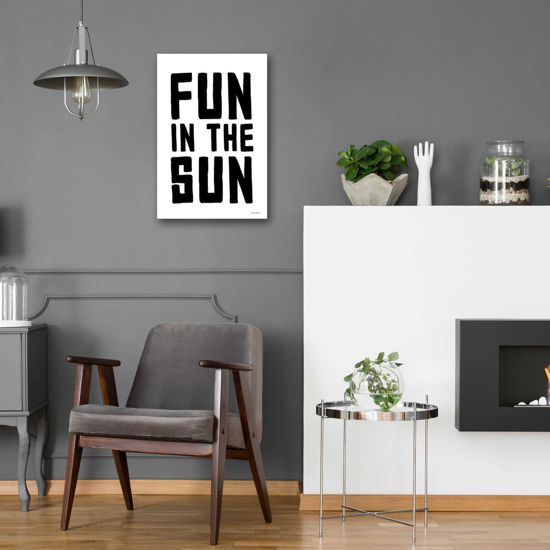 Epic Art 'Fun in the Sun Black and White' by Lettered & Lined, Acrylic Glass Wall Art,16x24