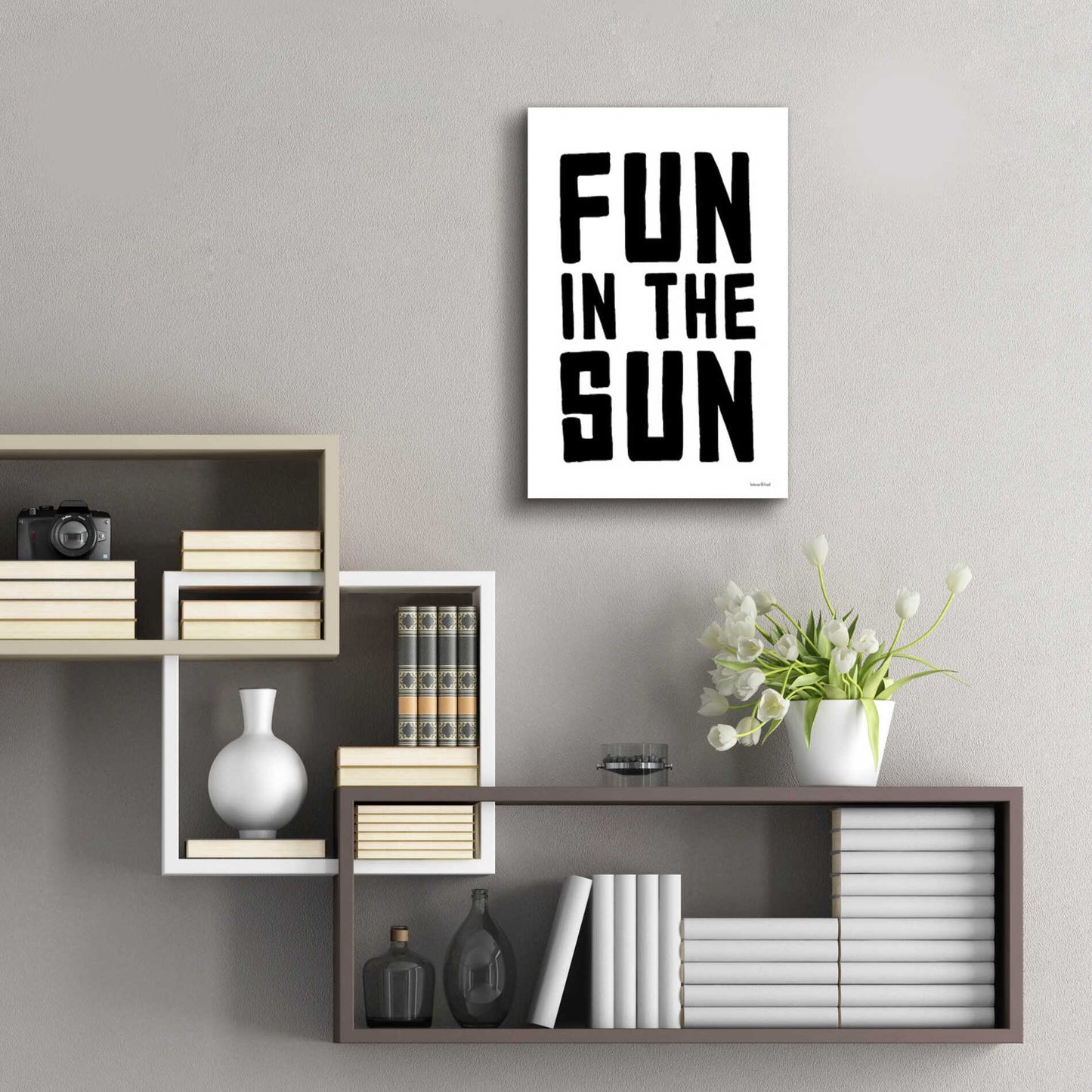 Epic Art 'Fun in the Sun Black and White' by Lettered & Lined, Acrylic Glass Wall Art,16x24