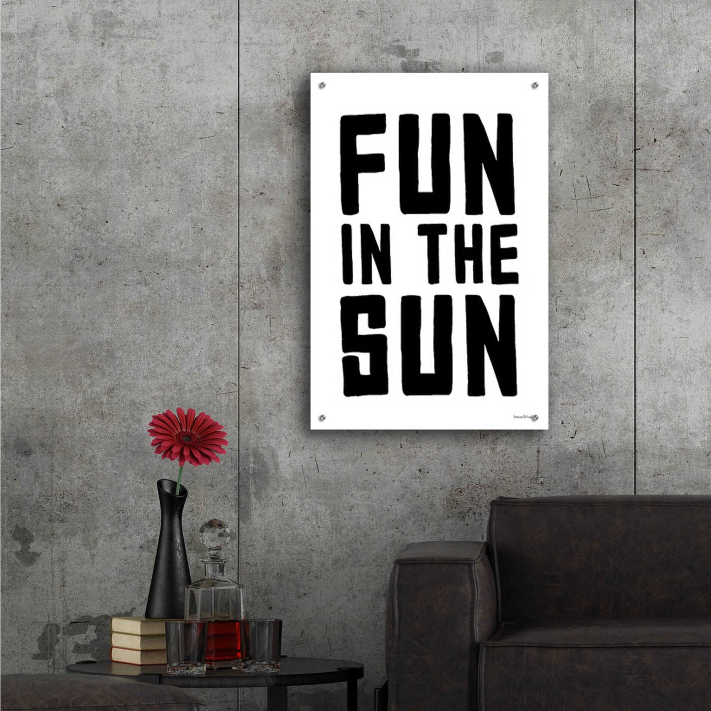 Epic Art 'Fun in the Sun Black and White' by Lettered & Lined, Acrylic Glass Wall Art,24x36