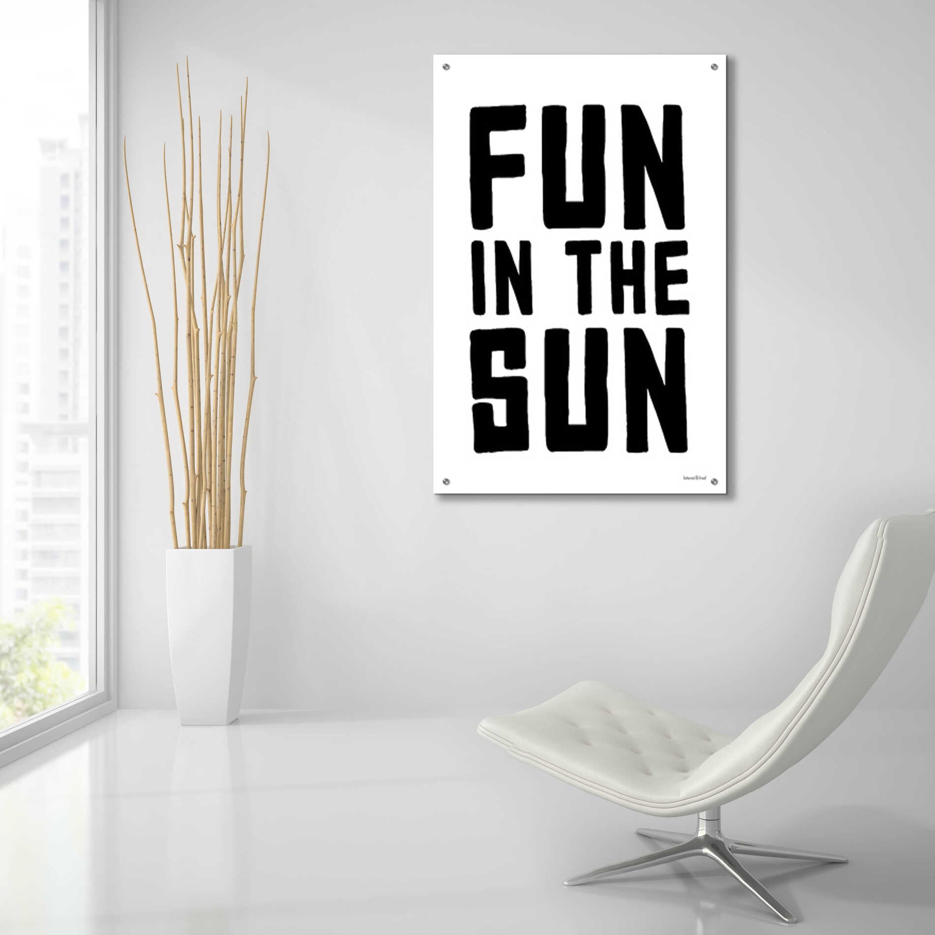 Epic Art 'Fun in the Sun Black and White' by Lettered & Lined, Acrylic Glass Wall Art,24x36