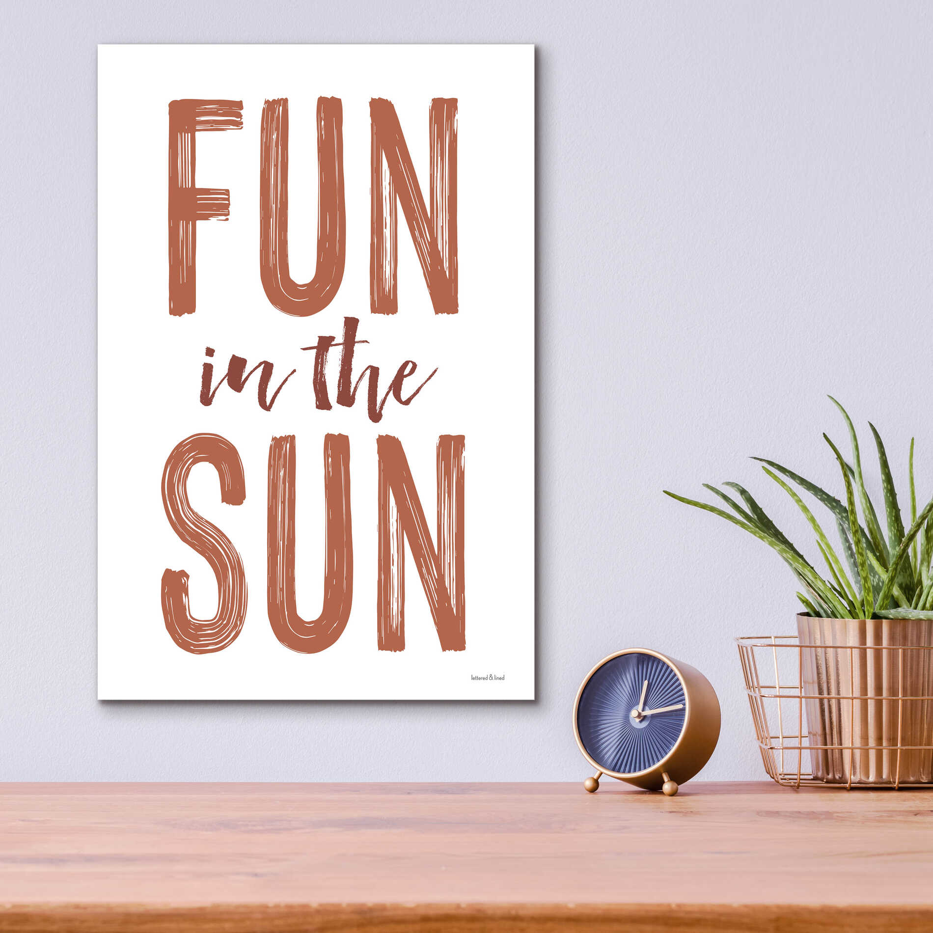 Epic Art 'Fun in the Sun Brown' by Lettered & Lined, Acrylic Glass Wall Art,12x16