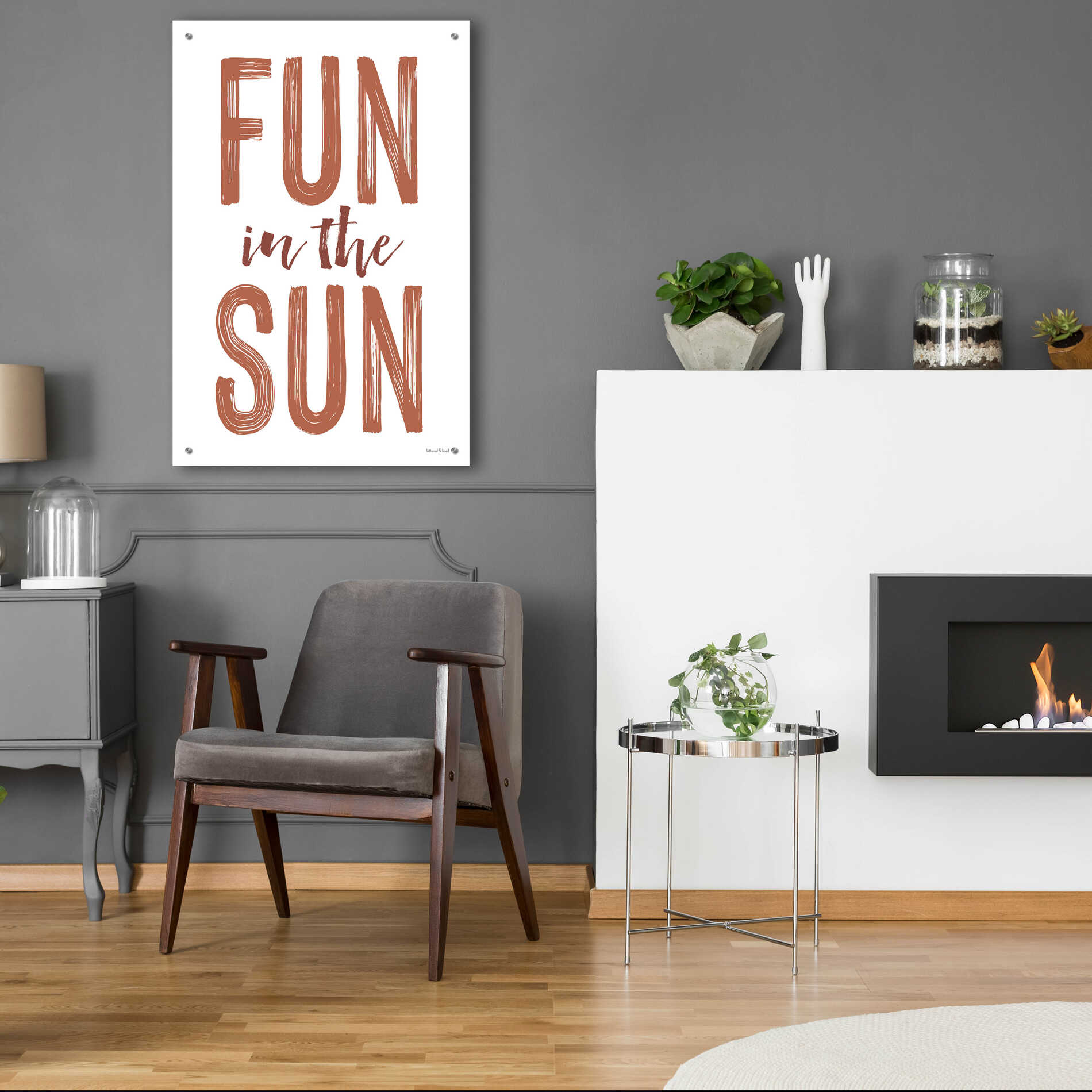 Epic Art 'Fun in the Sun Brown' by Lettered & Lined, Acrylic Glass Wall Art,24x36