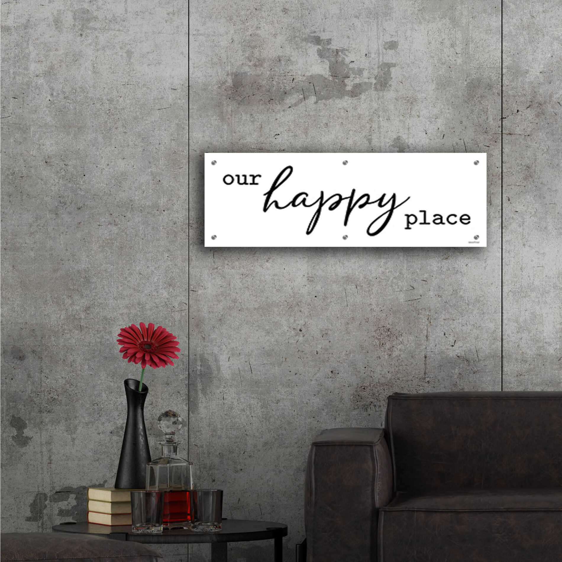 Epic Art 'Our Happy Place' by lettered & lines, Acrylic Glass Wall Art,36x12