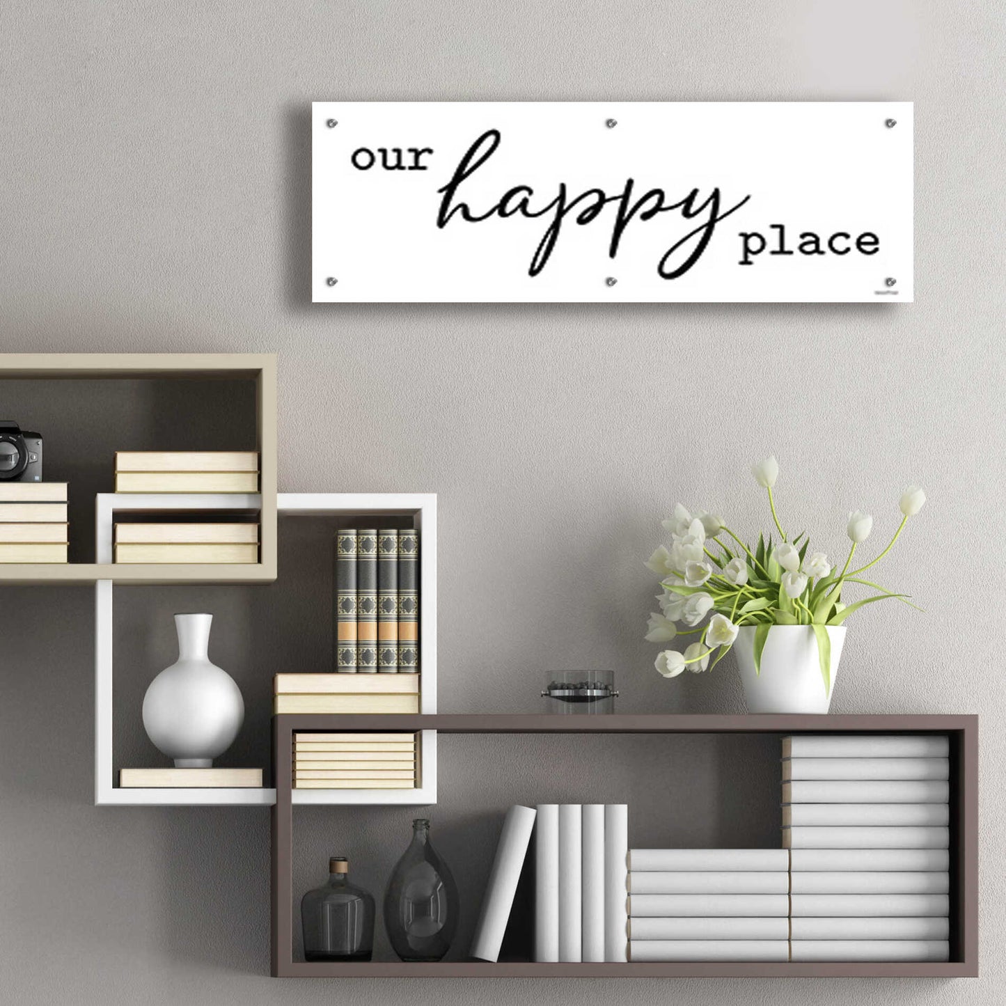 Epic Art 'Our Happy Place' by lettered & lines, Acrylic Glass Wall Art,36x12