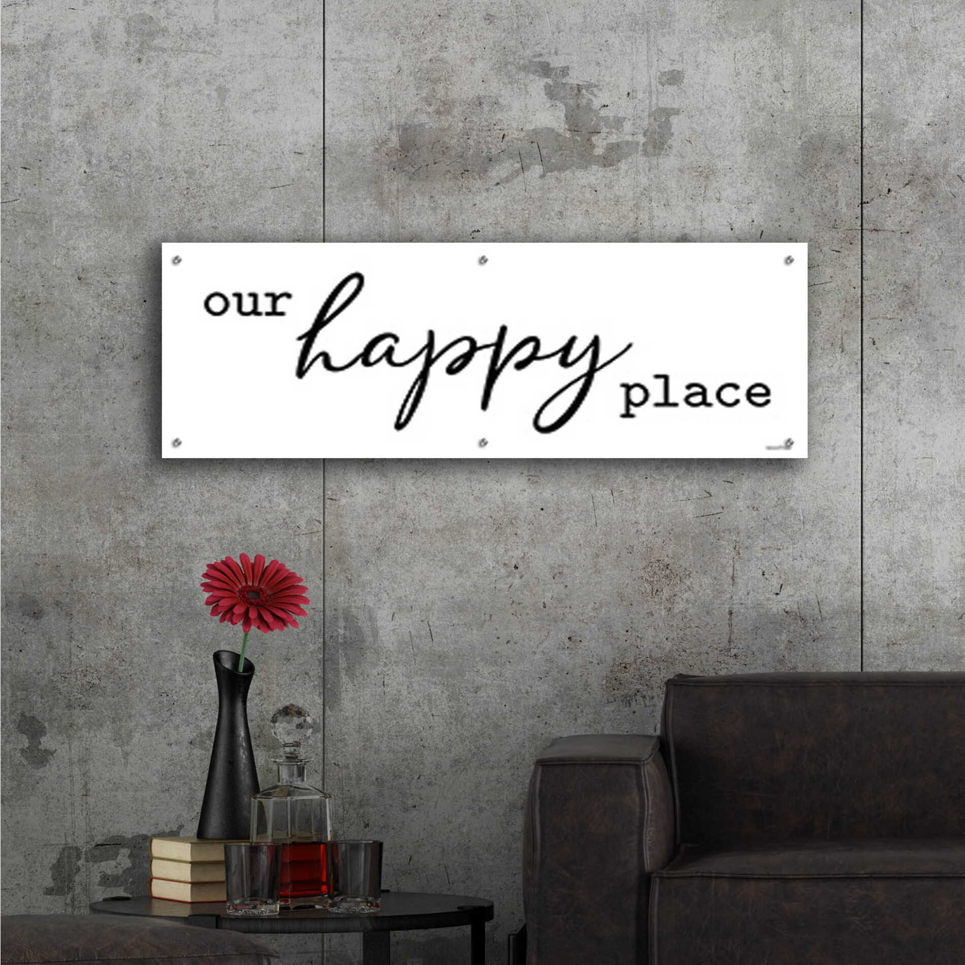 Epic Art 'Our Happy Place' by lettered & lines, Acrylic Glass Wall Art,48x16