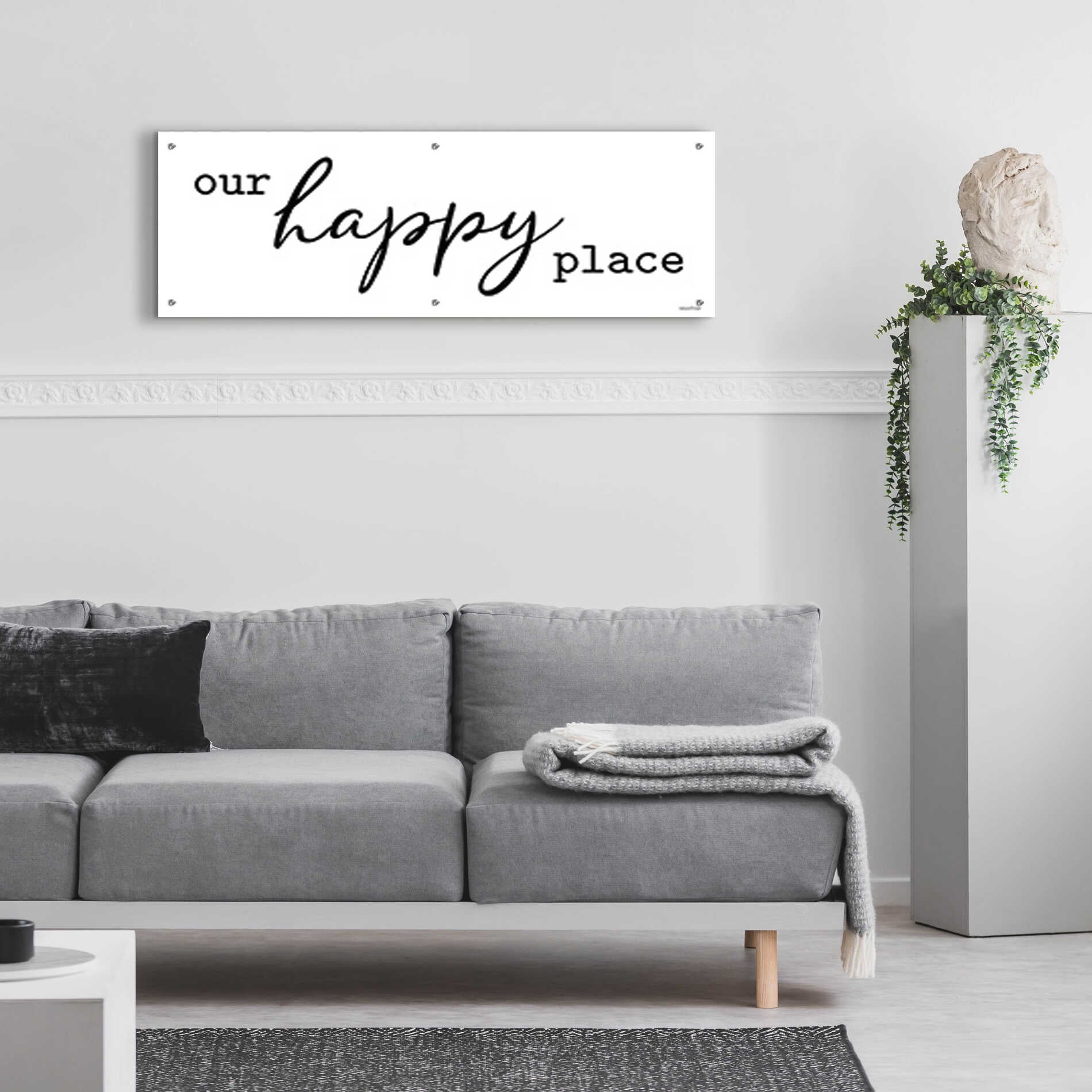 Epic Art 'Our Happy Place' by lettered & lines, Acrylic Glass Wall Art,48x16