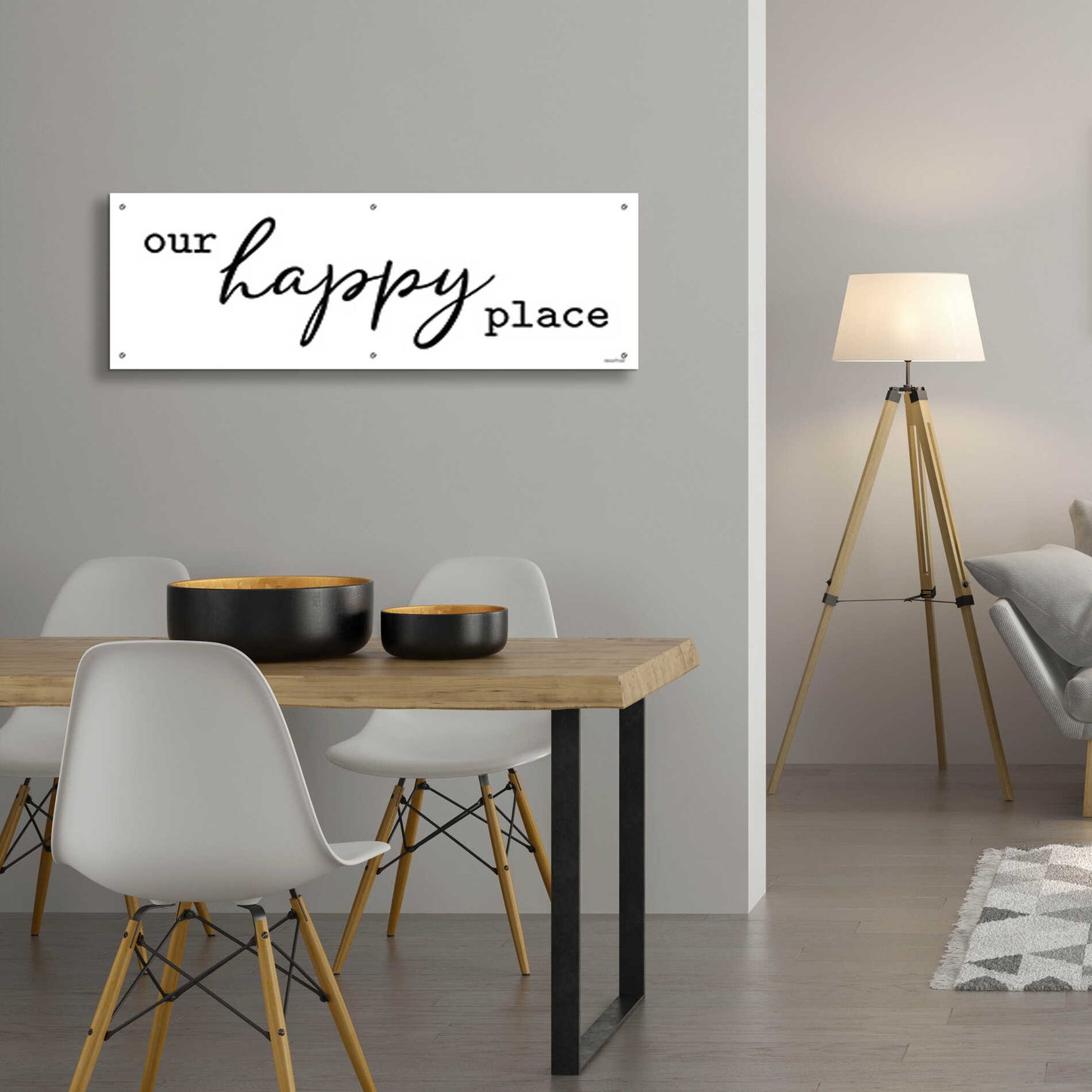 Epic Art 'Our Happy Place' by lettered & lines, Acrylic Glass Wall Art,48x16