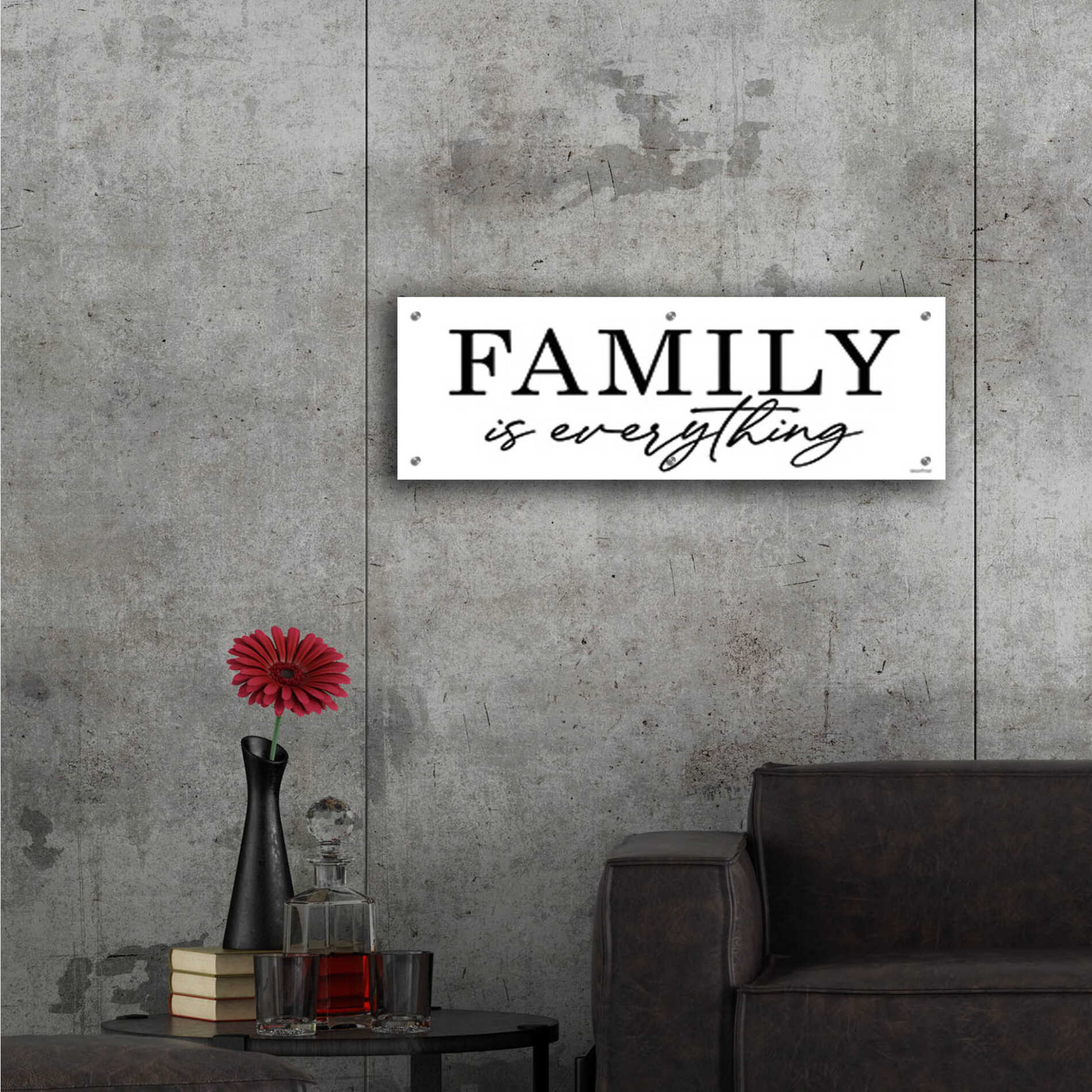 Epic Art 'Family is Everything' by lettered & lines, Acrylic Glass Wall Art,36x12