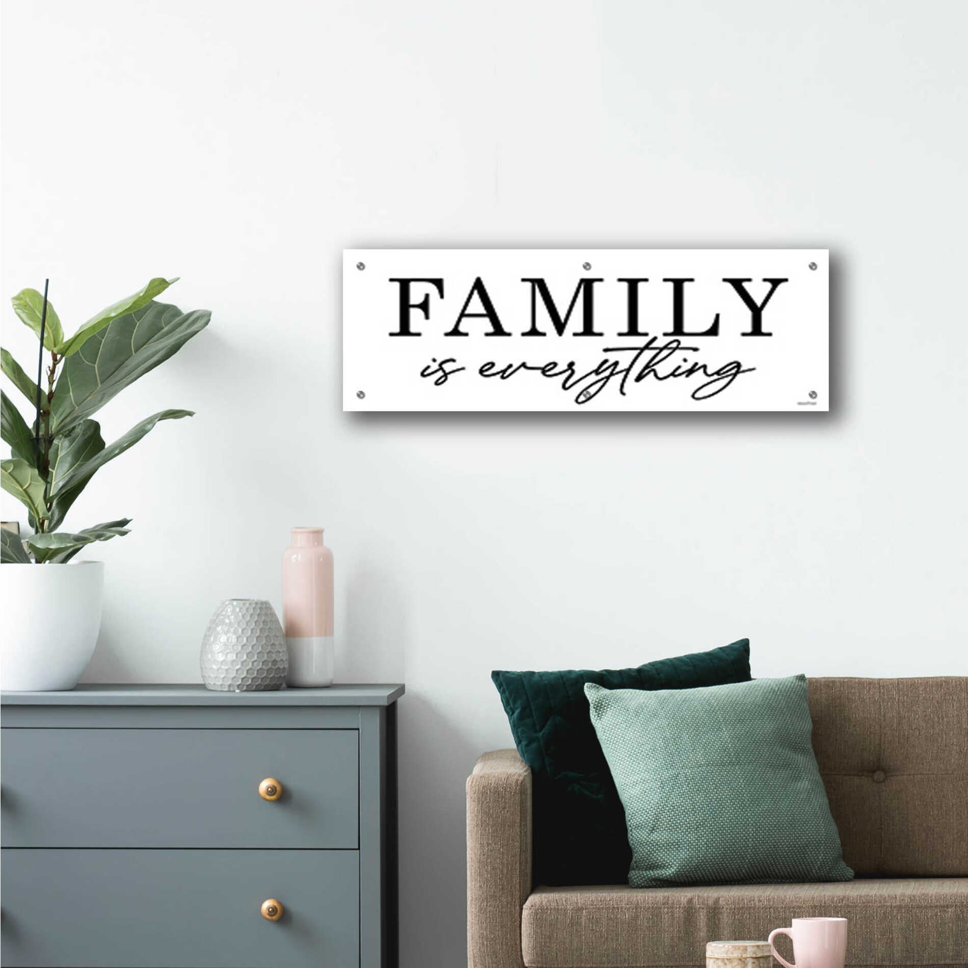 Epic Art 'Family is Everything' by lettered & lines, Acrylic Glass Wall Art,36x12