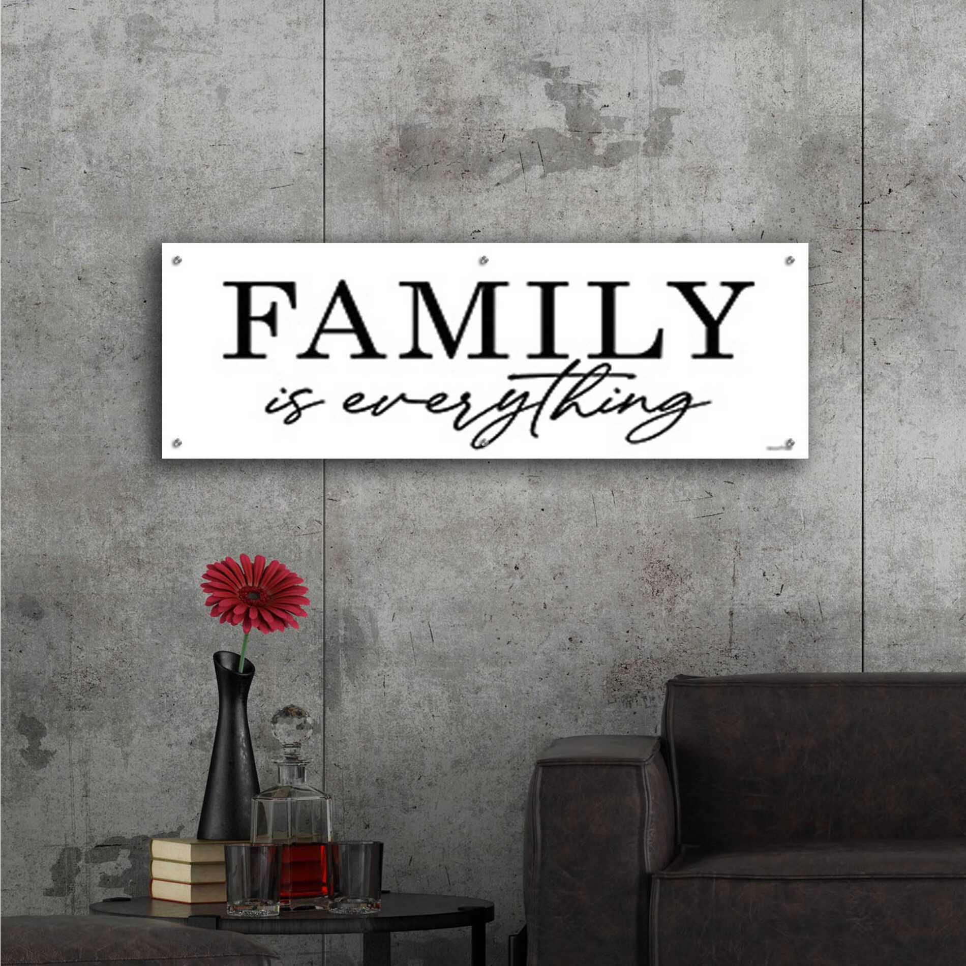 Epic Art 'Family is Everything' by lettered & lines, Acrylic Glass Wall Art,48x16