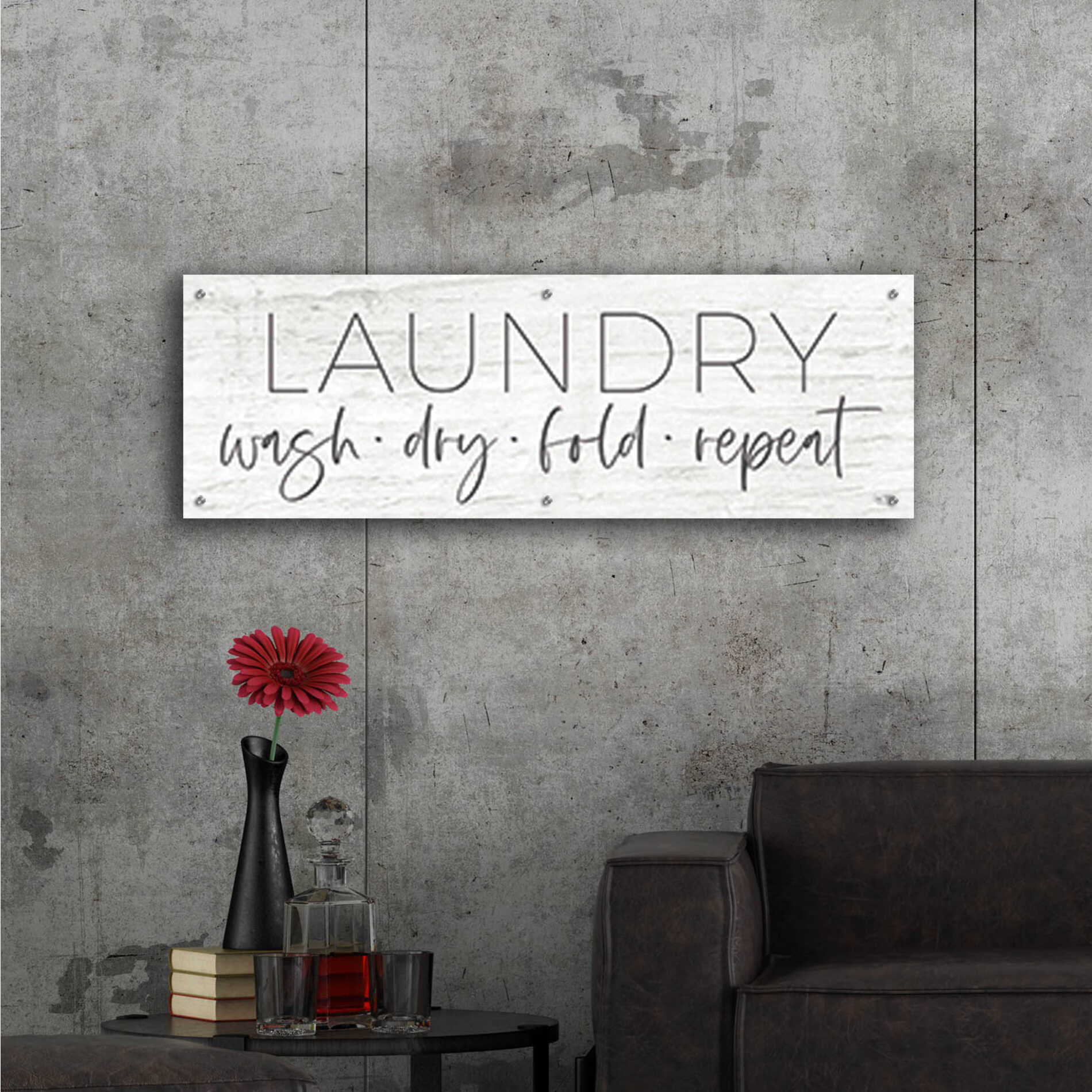 Epic Art 'Laundry - Wash, Dry, Fold, Repeat' by Lux + Me Designs , Acrylic Glass Wall Art,48x16