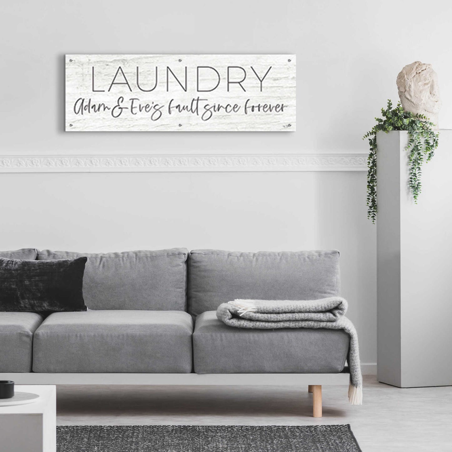 Epic Art 'Laundry - Adam and Eve's Fault Since Forever' by Lux + Me Designs , Acrylic Glass Wall Art,48x16