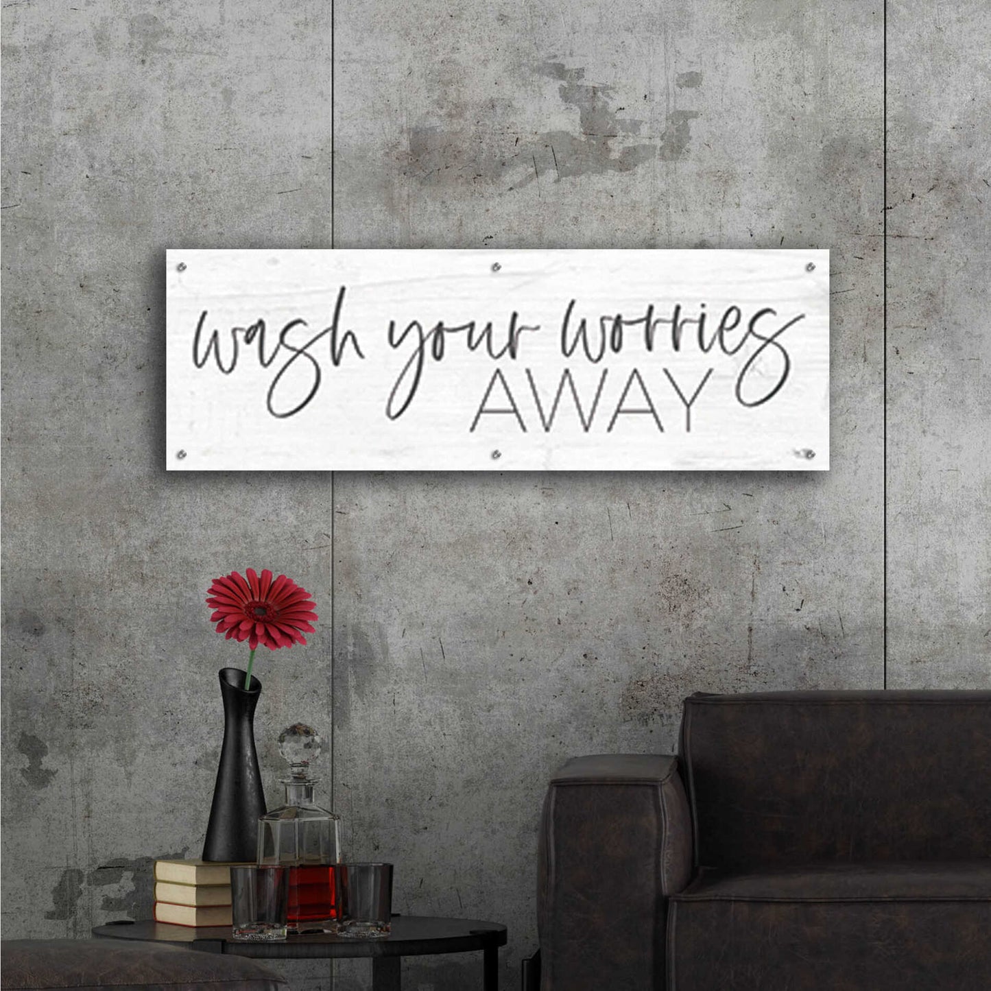 Epic Art 'Wash Your Worries Away' by Lux + Me Designs , Acrylic Glass Wall Art,48x16