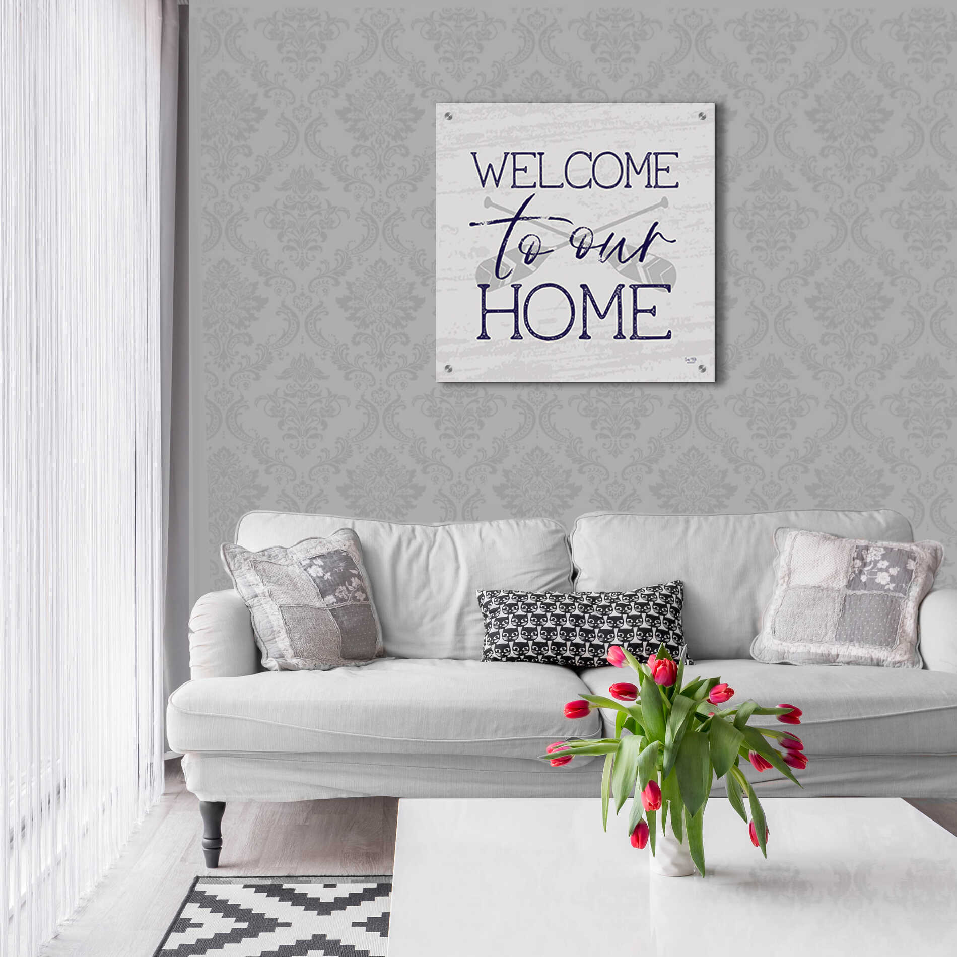 Epic Art 'Lake Welcome to Our Home' by Lux + Me Designs, Acrylic Glass Wall Art,24x24