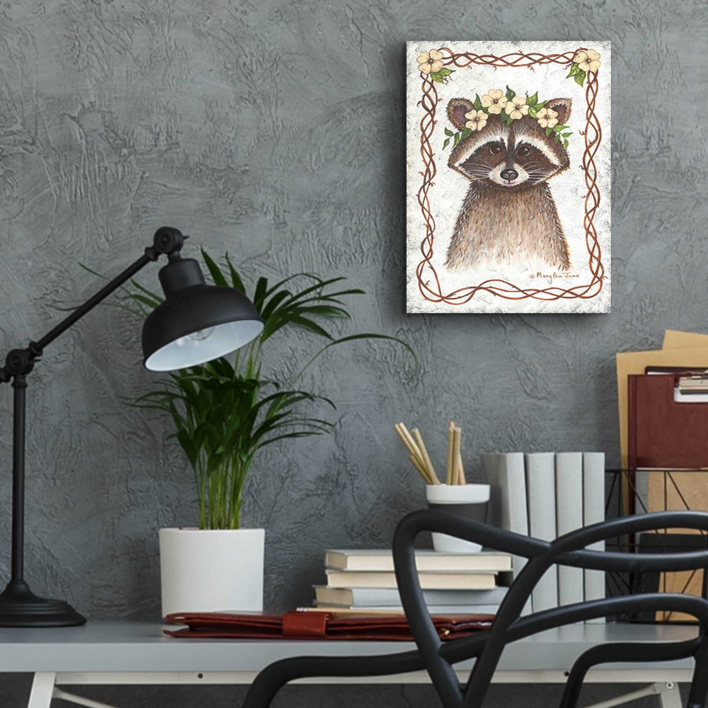 Epic Art 'Raccoon' by Mary Ann June, Acrylic Glass Wall Art,12x16