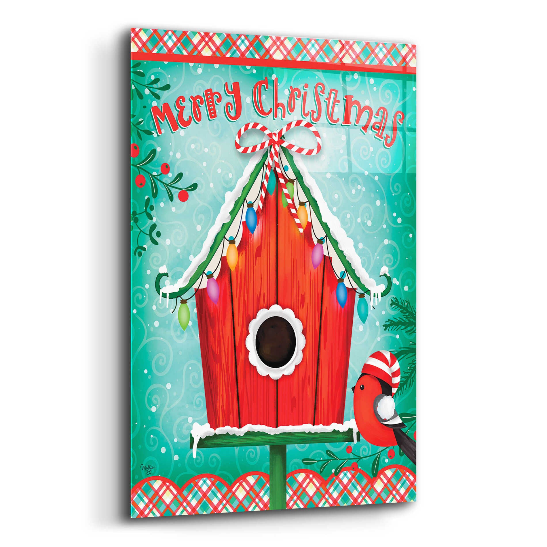 Epic Art 'Christmas Birdhouse' by Mollie B., Acrylic Glass Wall Art,12x16