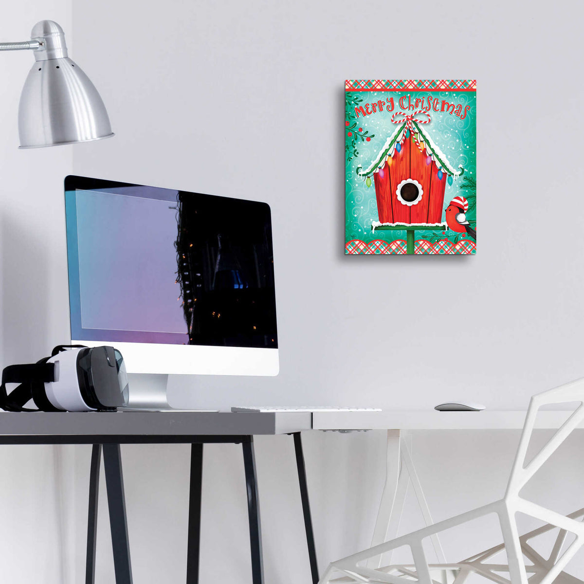 Epic Art 'Christmas Birdhouse' by Mollie B., Acrylic Glass Wall Art,12x16