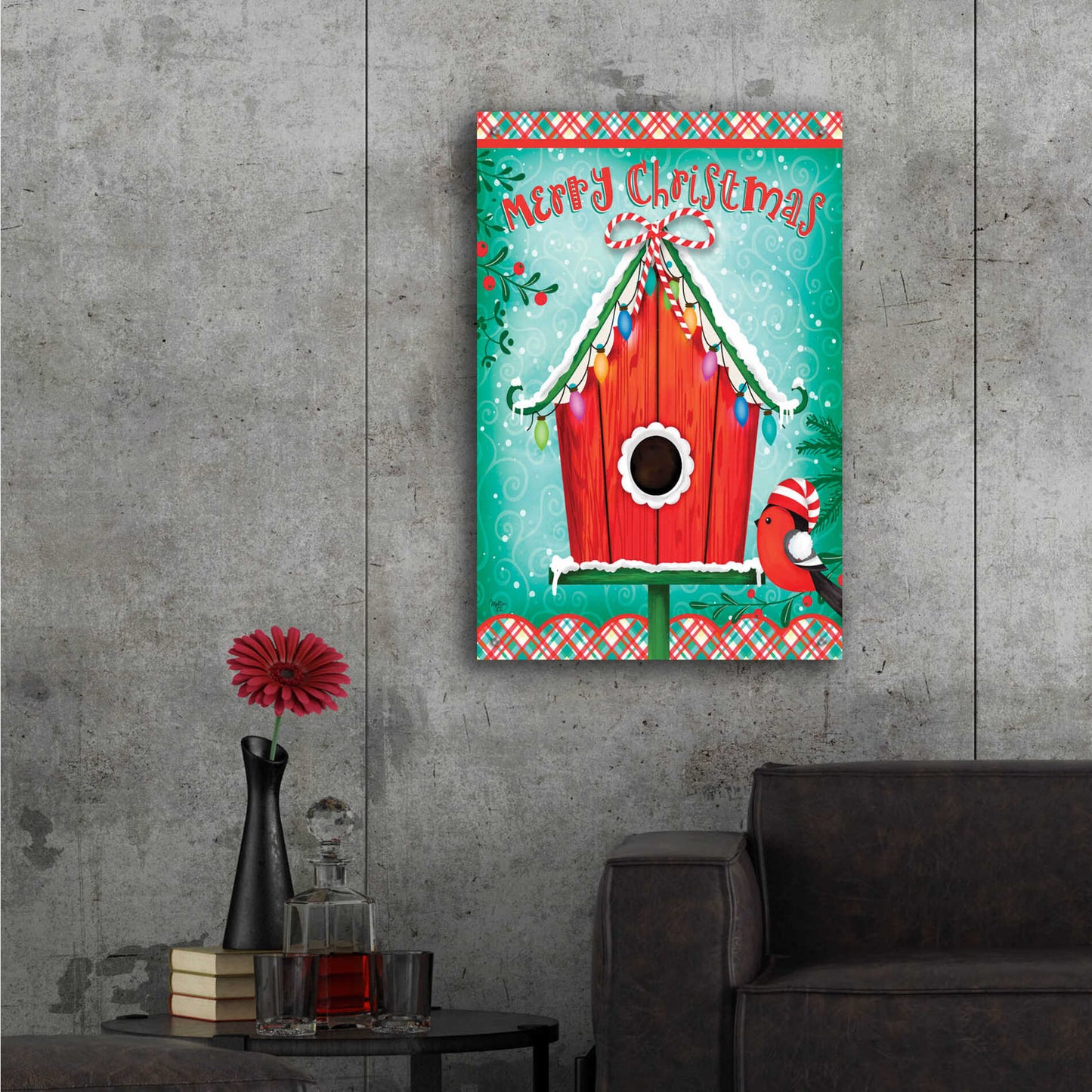 Epic Art 'Christmas Birdhouse' by Mollie B., Acrylic Glass Wall Art,24x36