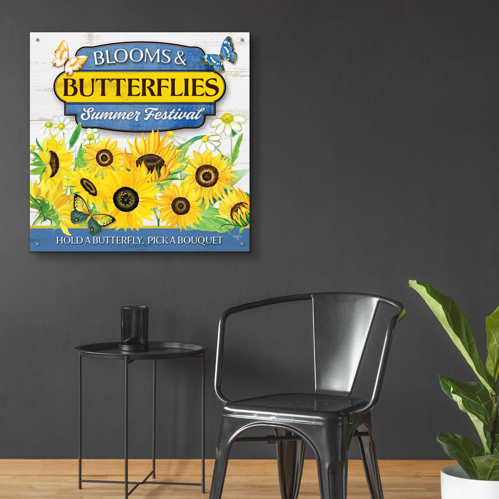 Epic Art 'Blooms & Butterflies' by Mollie B., Acrylic Glass Wall Art,36x36